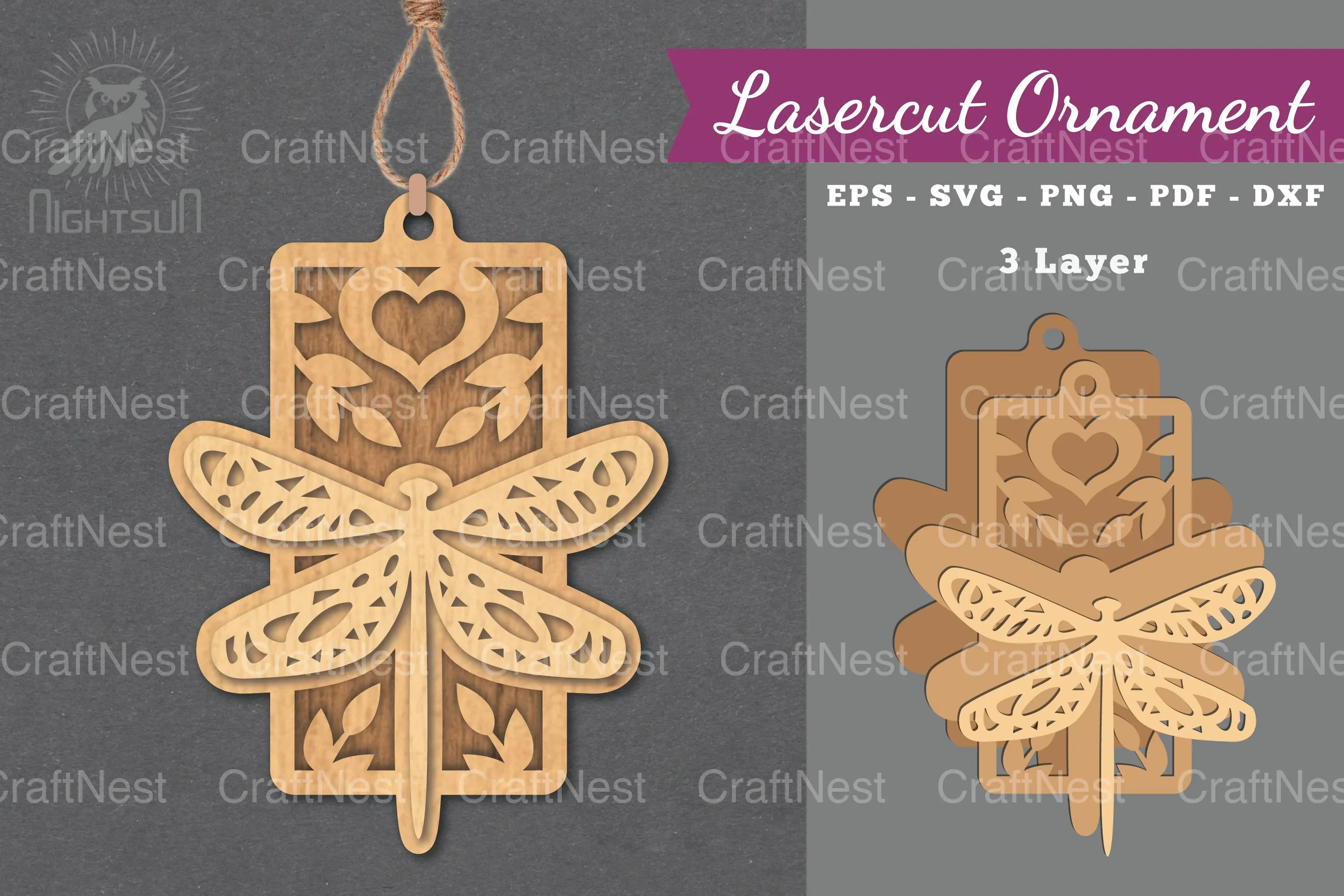 Dragonfly Laser Cut Ornament Clipart Bundle