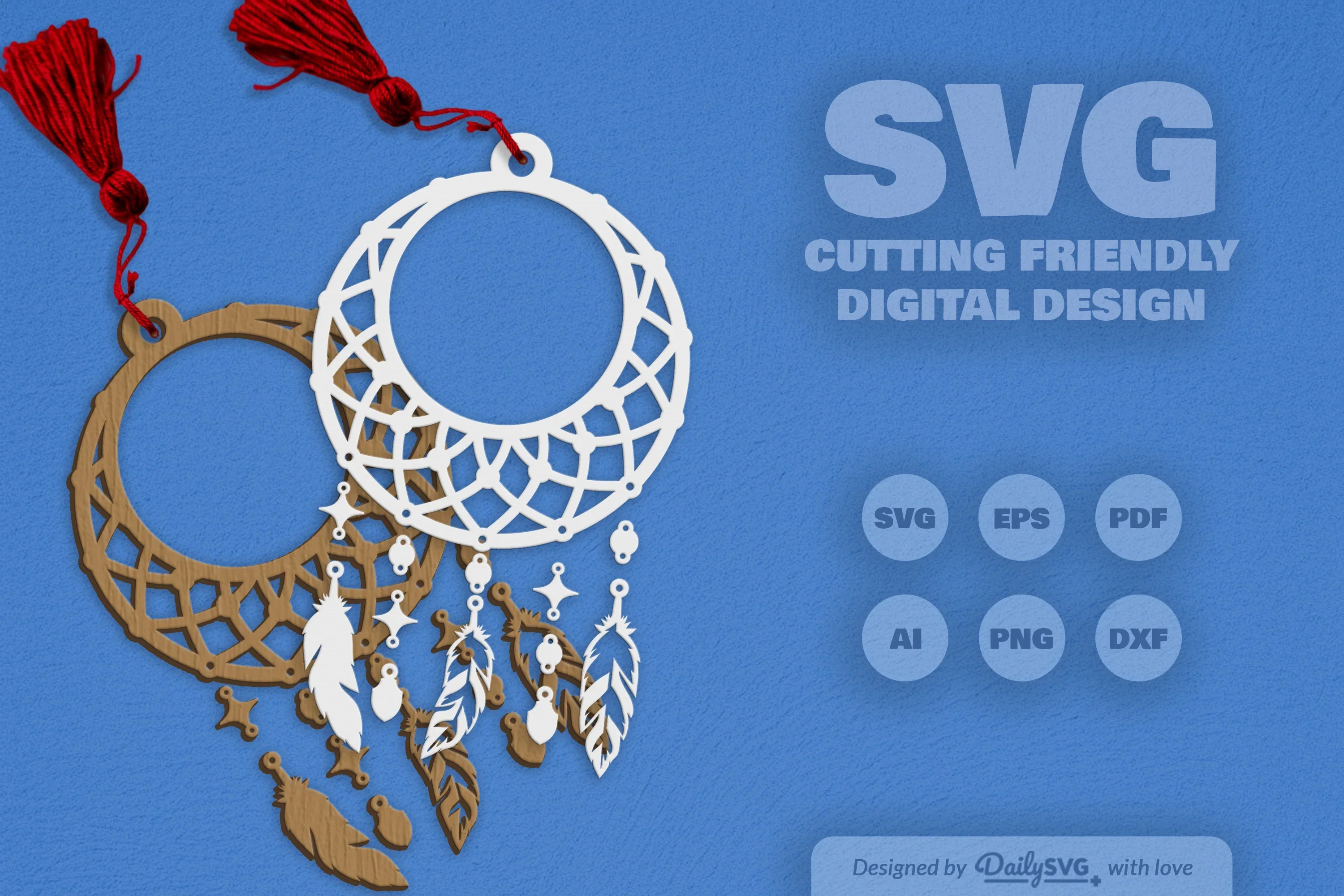 Dream Catcher Laser Cut Set Clipart SVG Bundle - Image 6