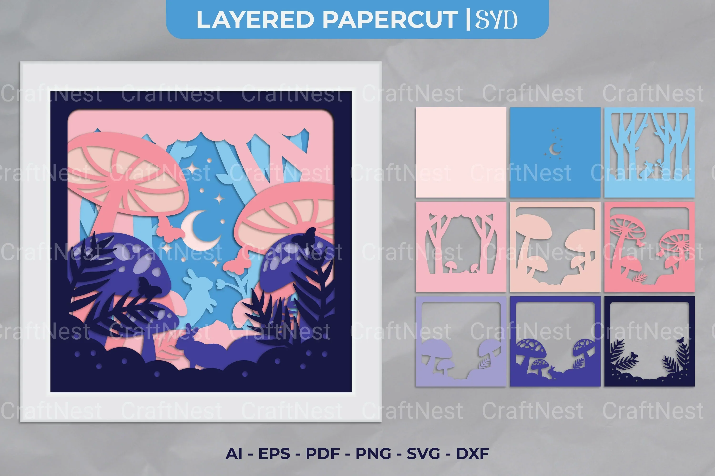 Dreamy Wonderland 3D Layered Papercut Clipart Bundle