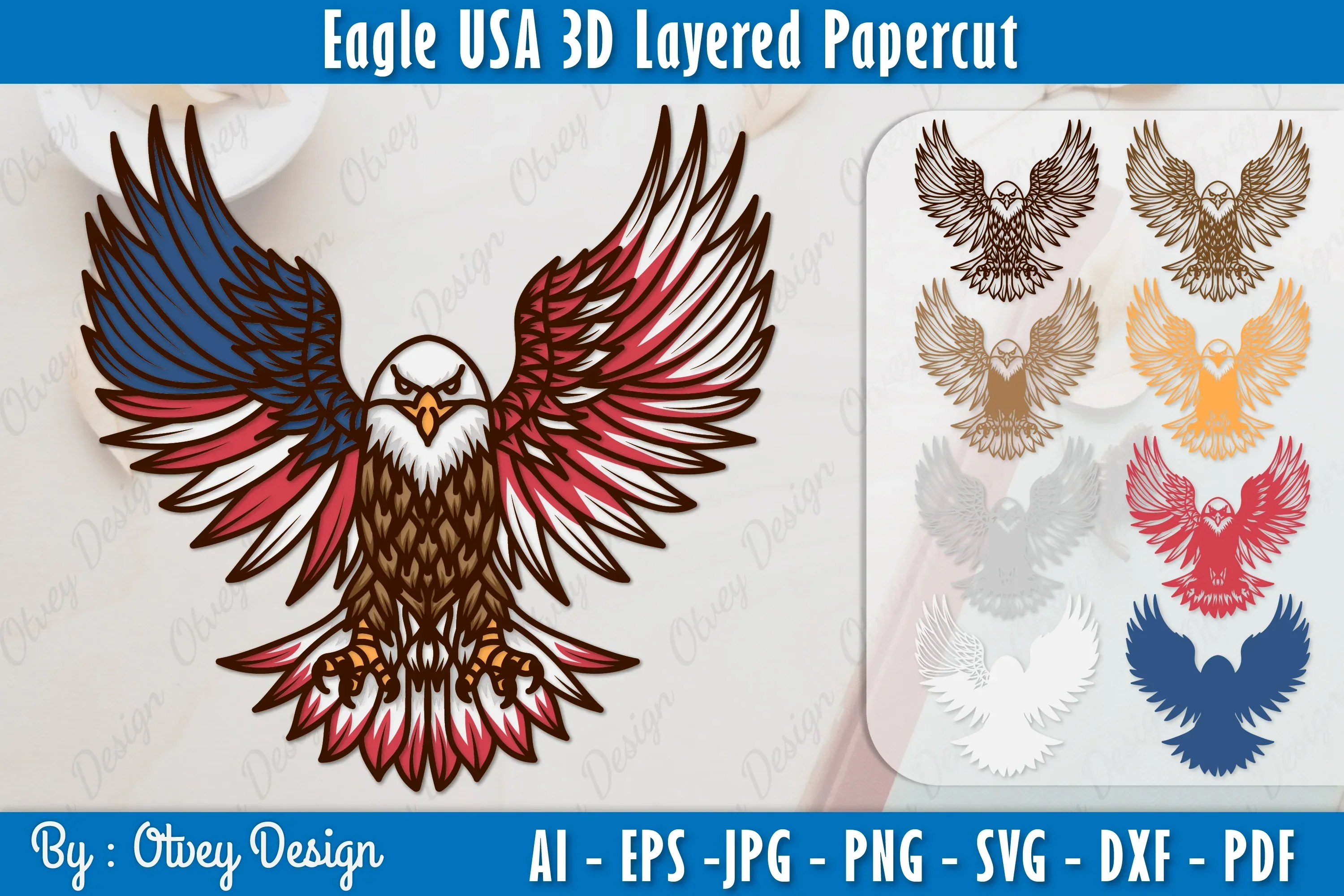 Eagle 3D Layered Papercut SVG Bundle