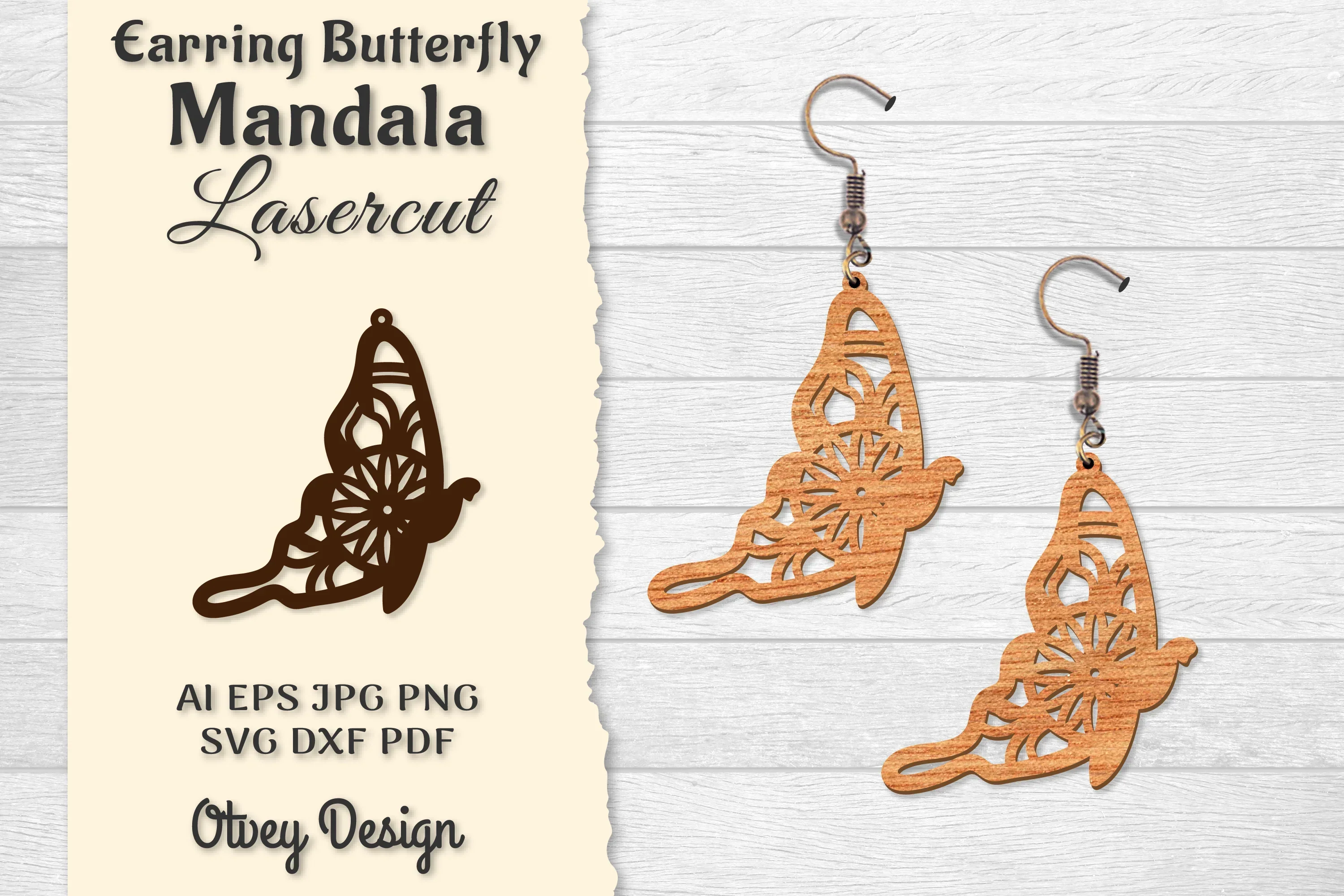 Earring Butterfly Mandala Lasercut SVG Bundle