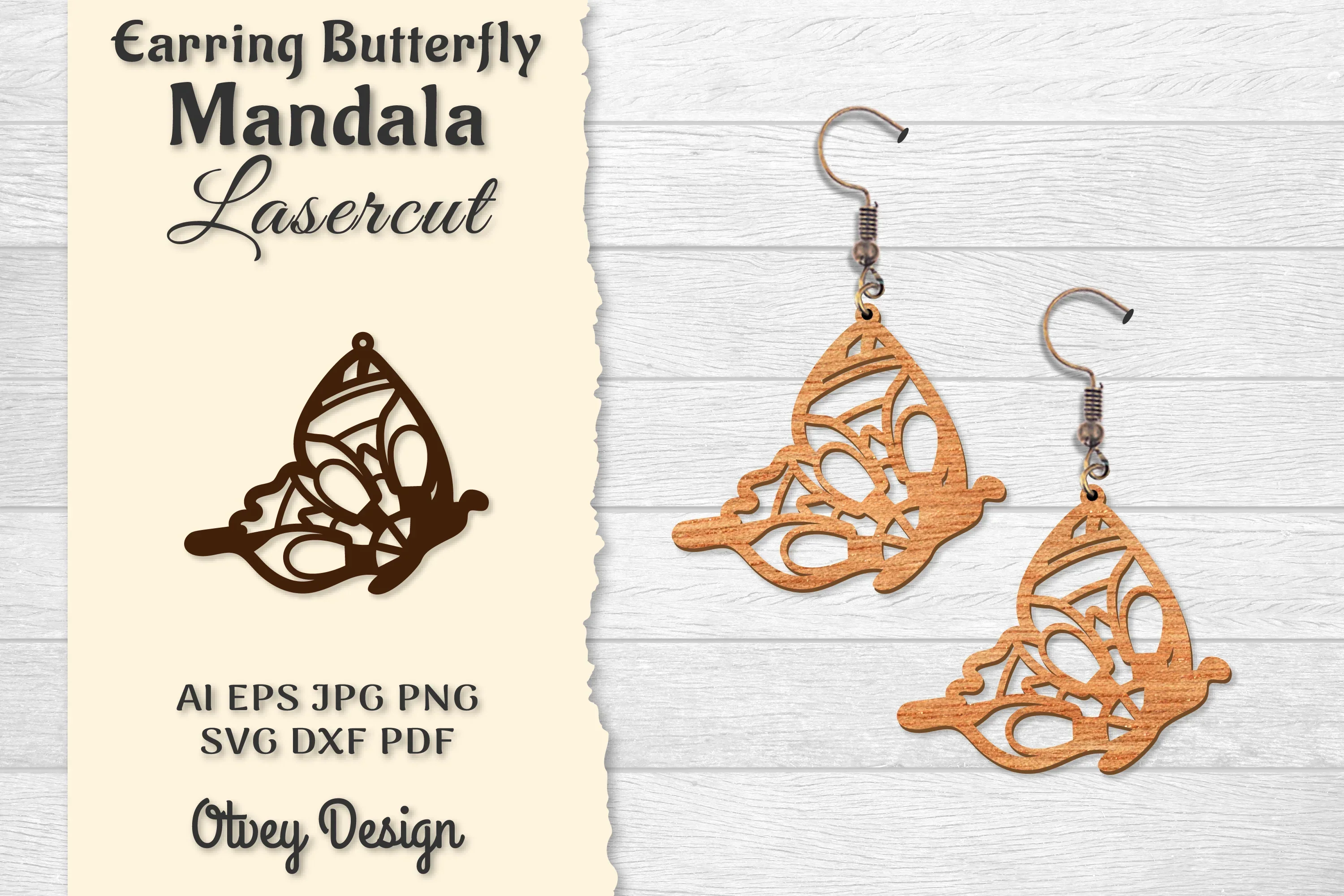 Earring Butterfly Mandala Lasercut SVG Bundle