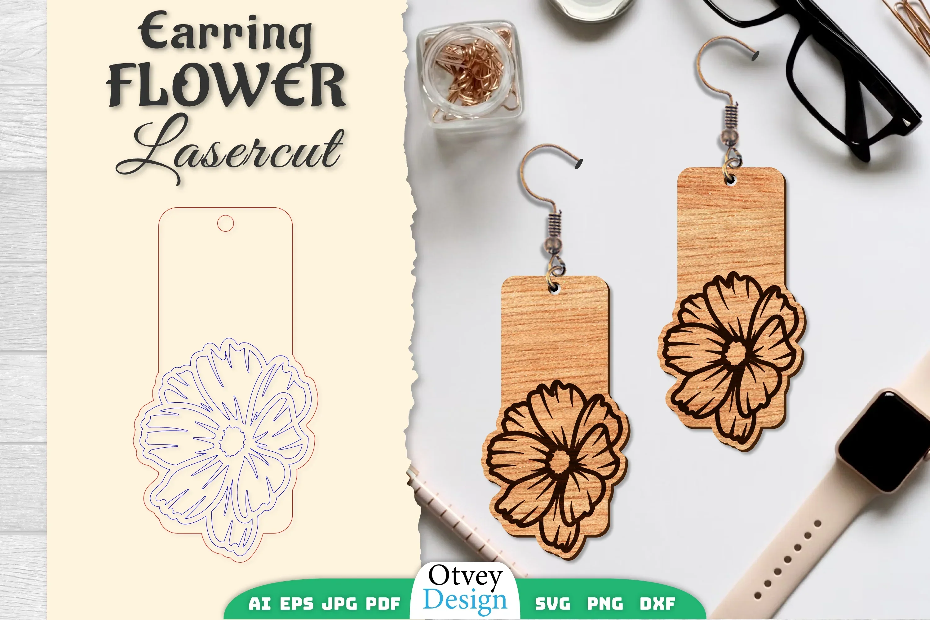 Earring Flower Lasercut SVG Bundle