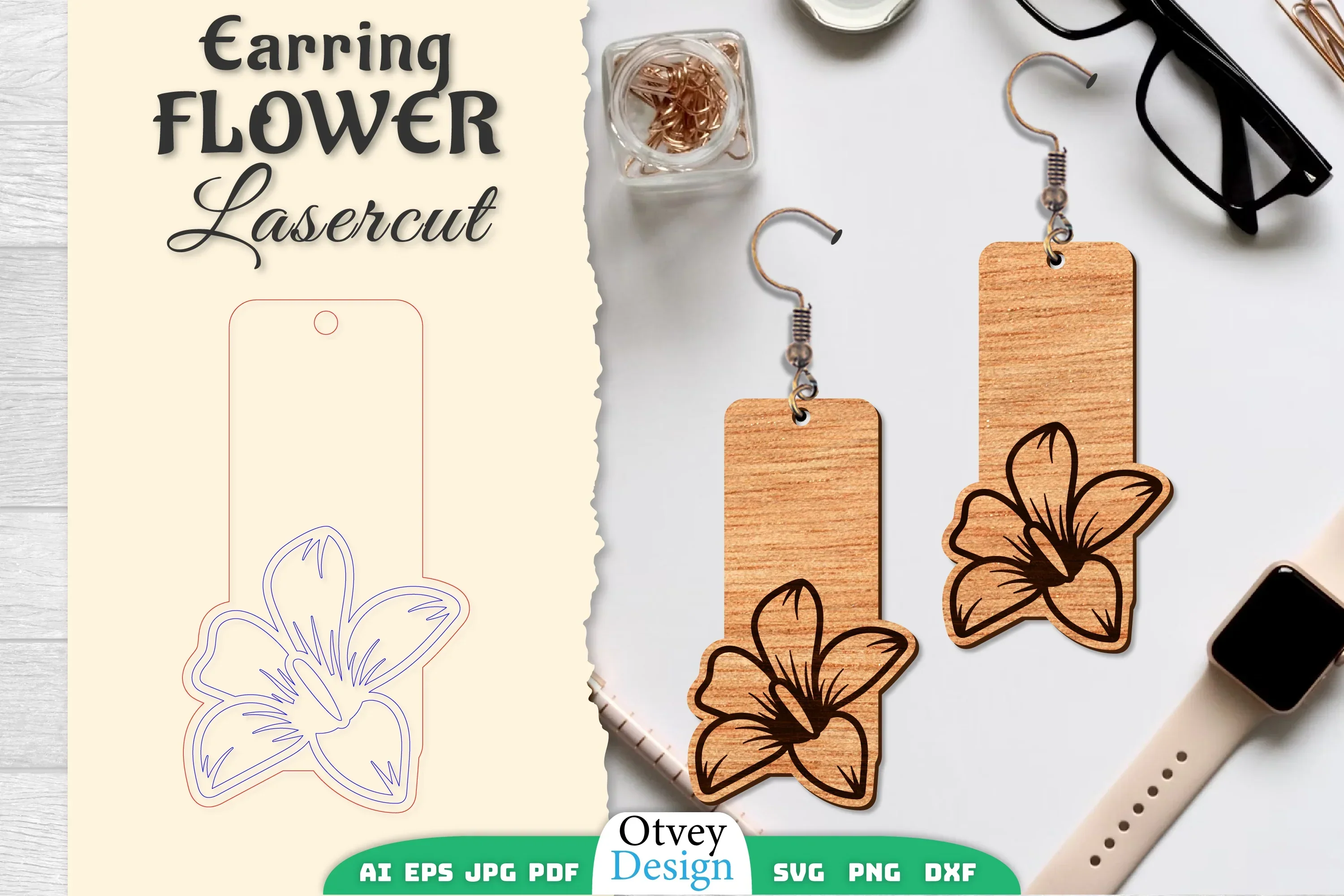 Earring Flower Lasercut SVG Bundle