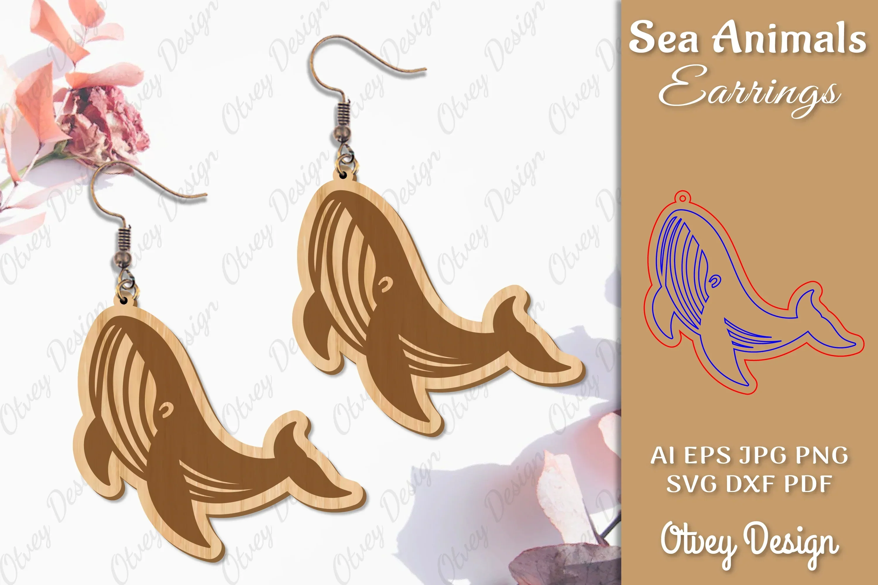 Earrings Sea Animals Laser Cut SVG Bundle