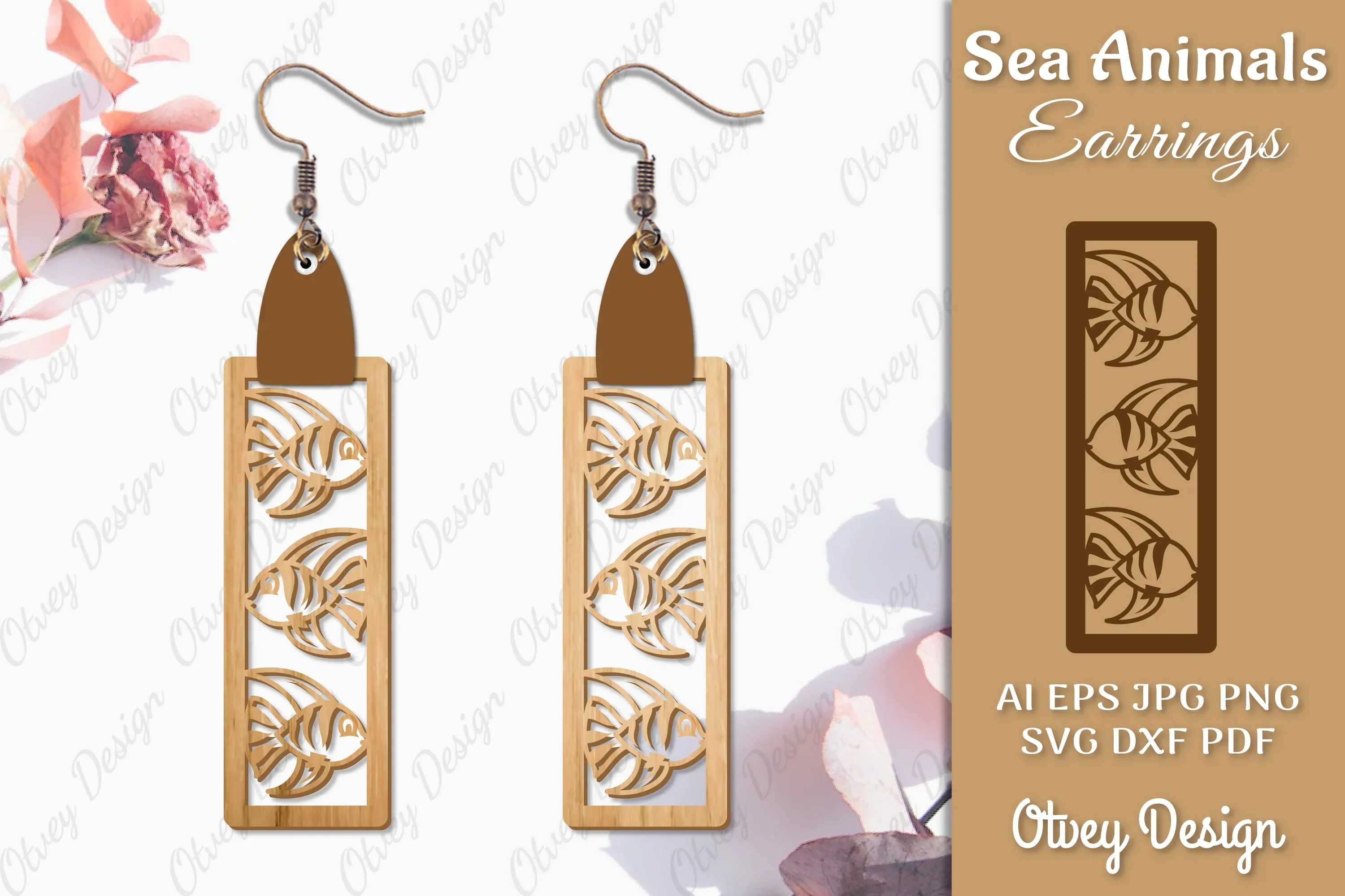 Earrings Sea Animals Laser Cut SVG Bundle