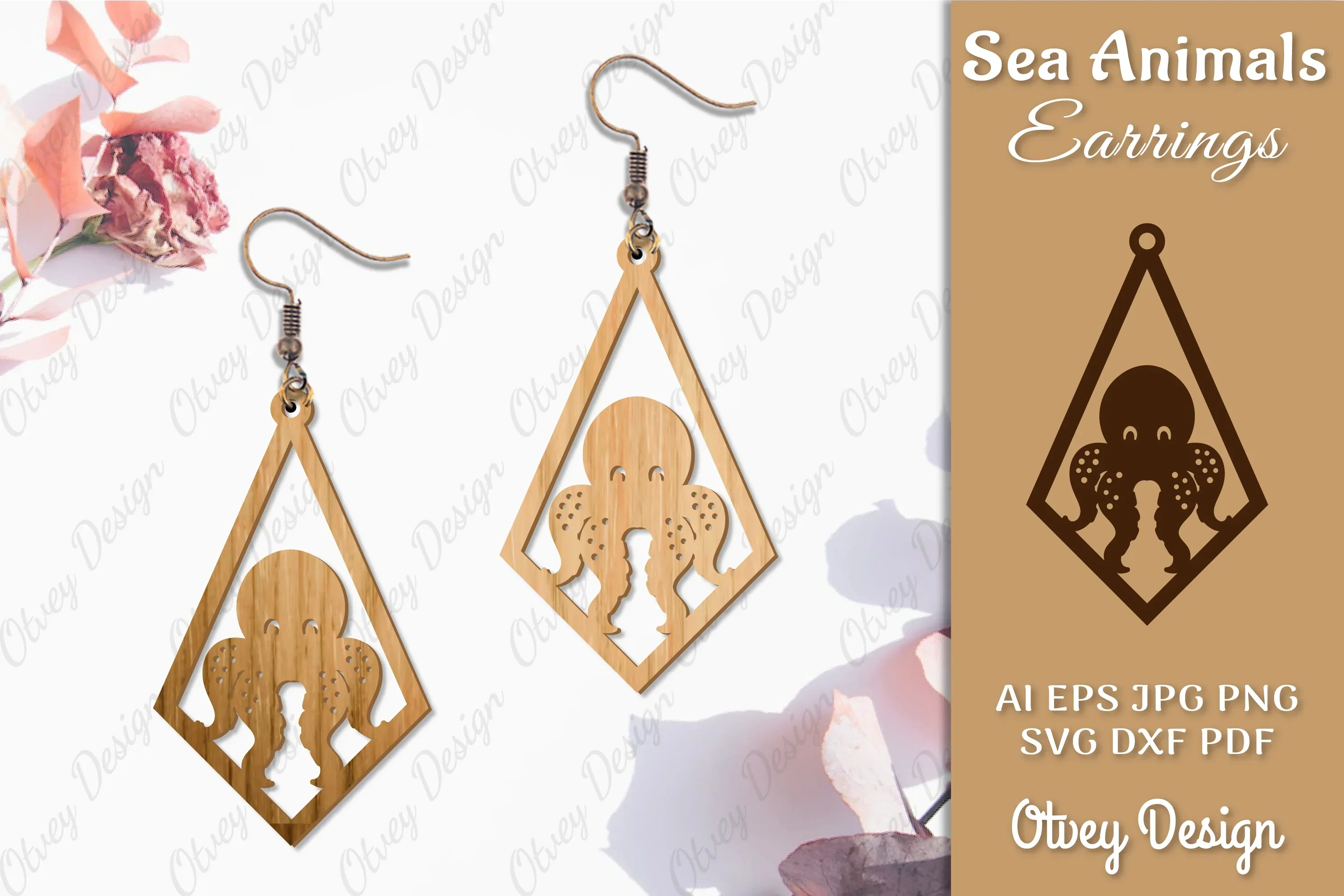 Earrings Sea Animals Laser Cut SVG Bundle