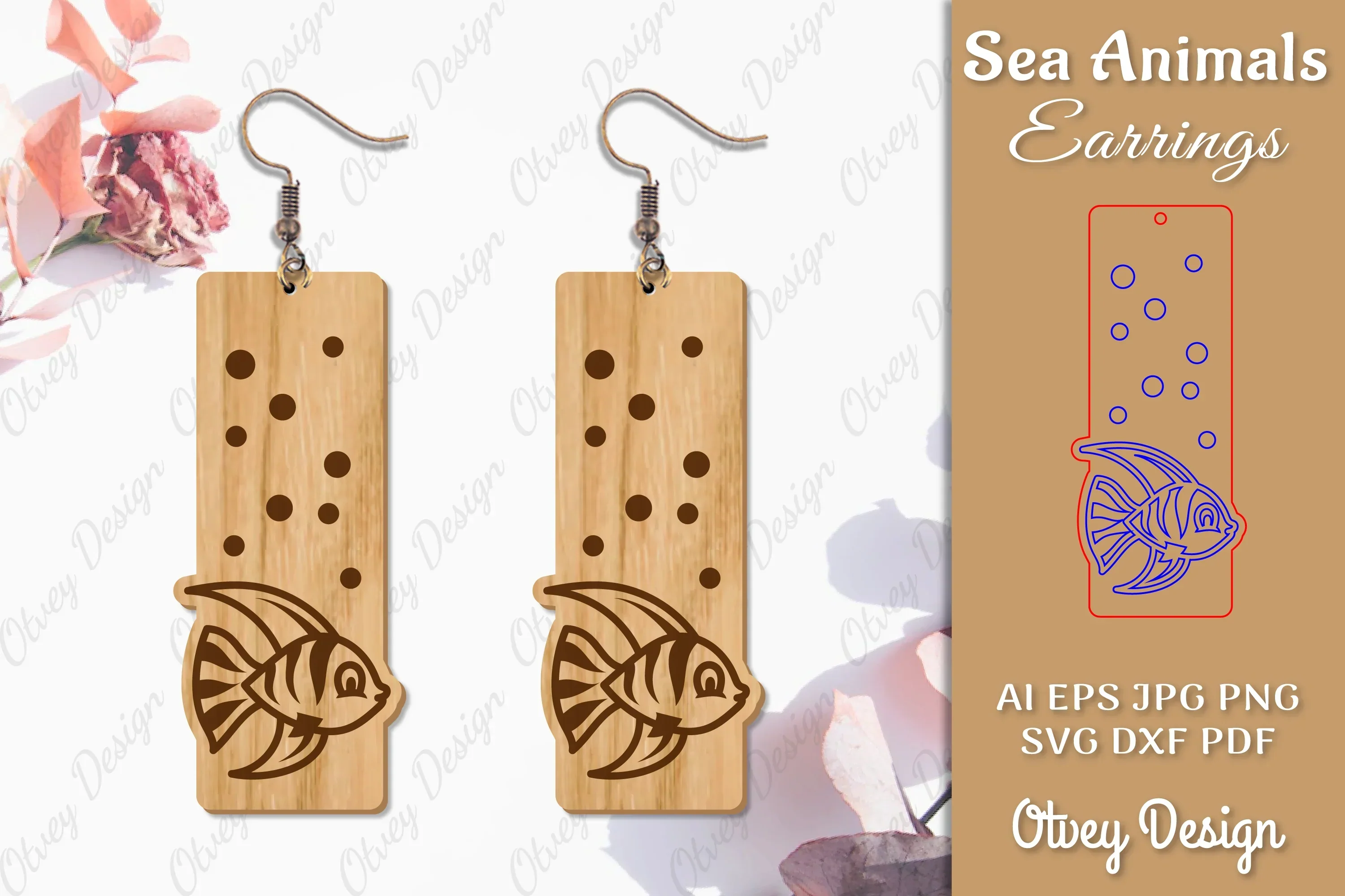 Earrings Sea Animals Laser Cut SVG Bundle