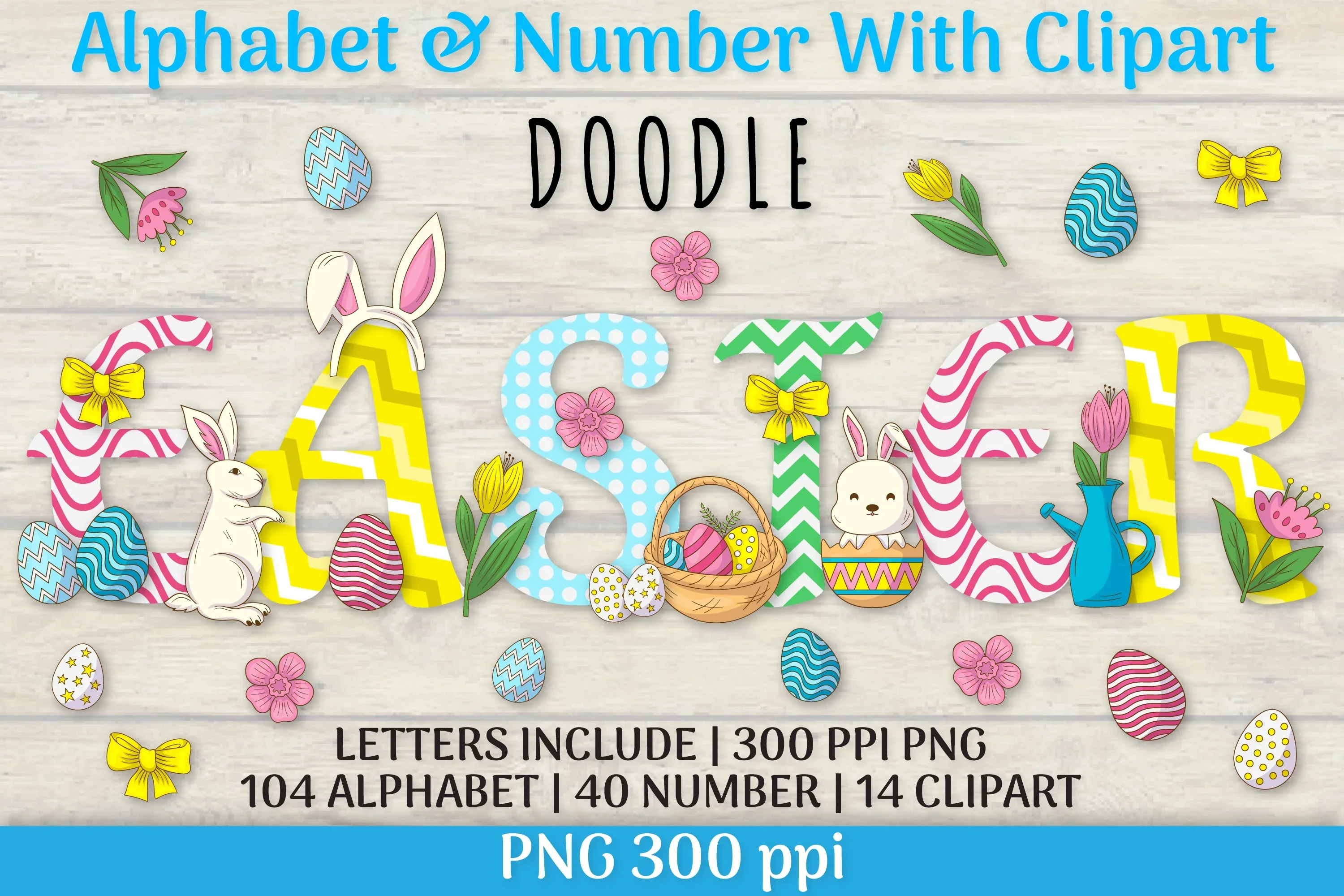 Easter Alphabet Clipart SVG Bundle - Image 7