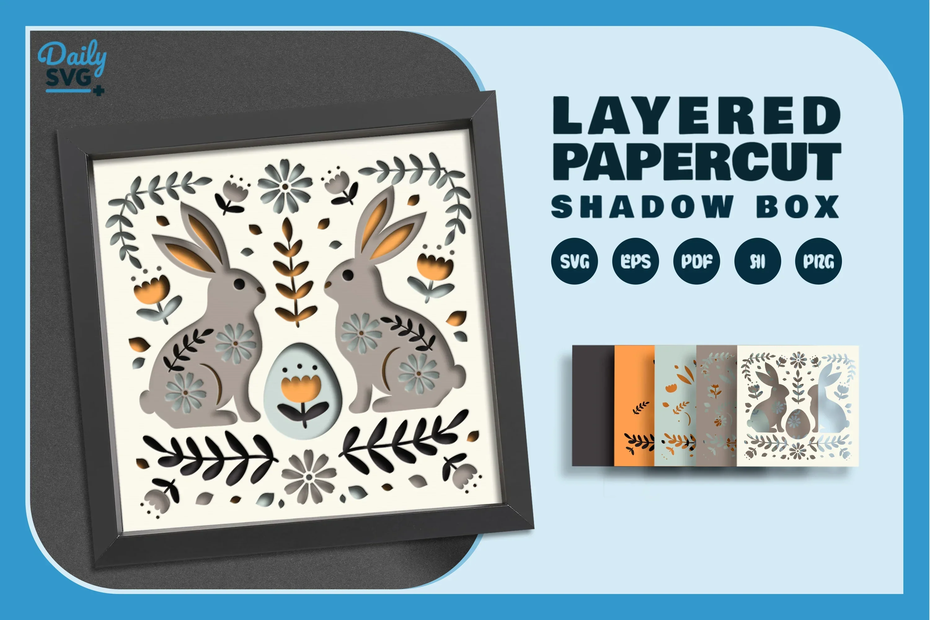 Easter Bunny Folk Art Papercut SVG Bundle - Image 2