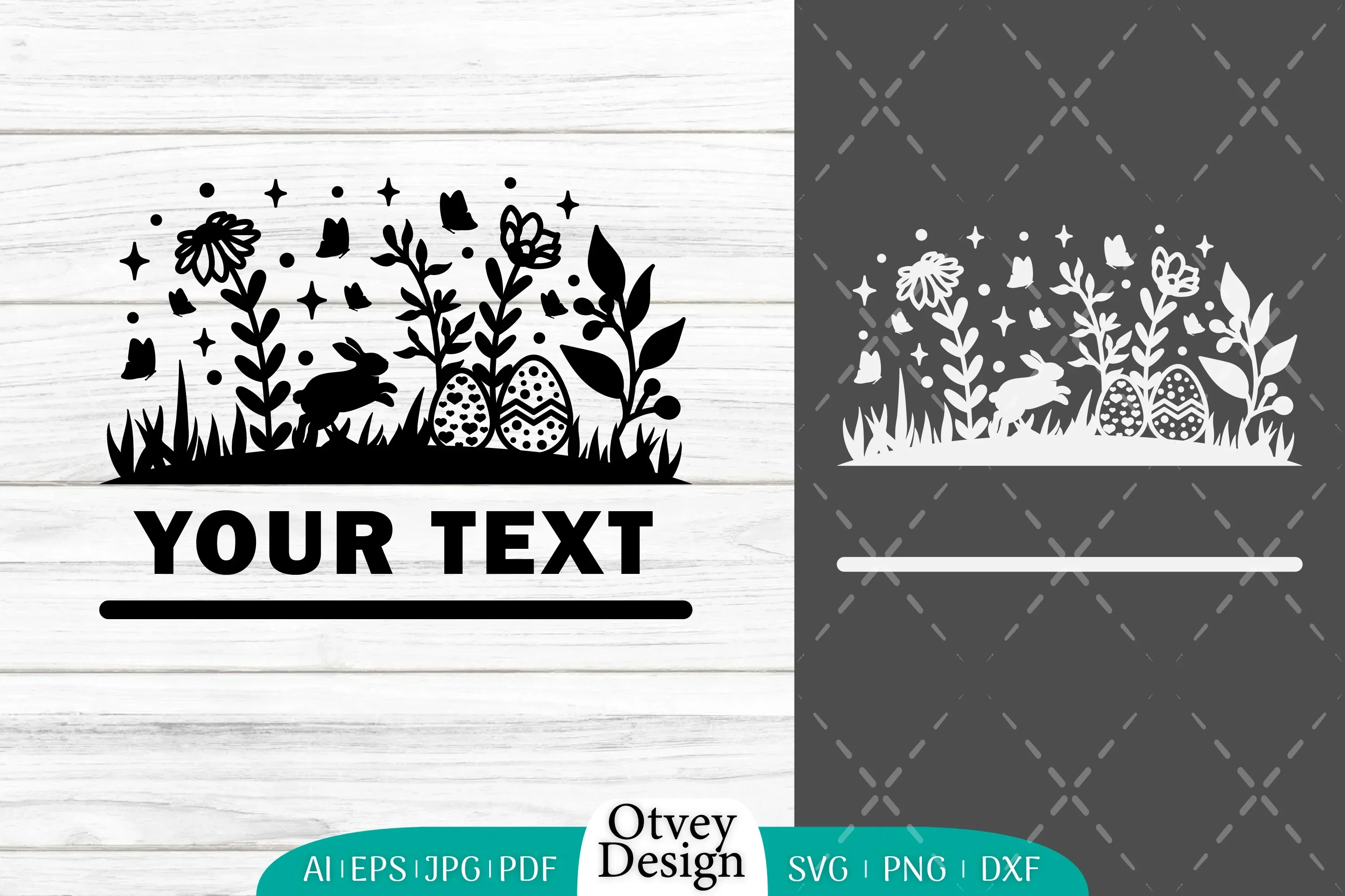 Easter Bunny Garden Scene SVG Bundle