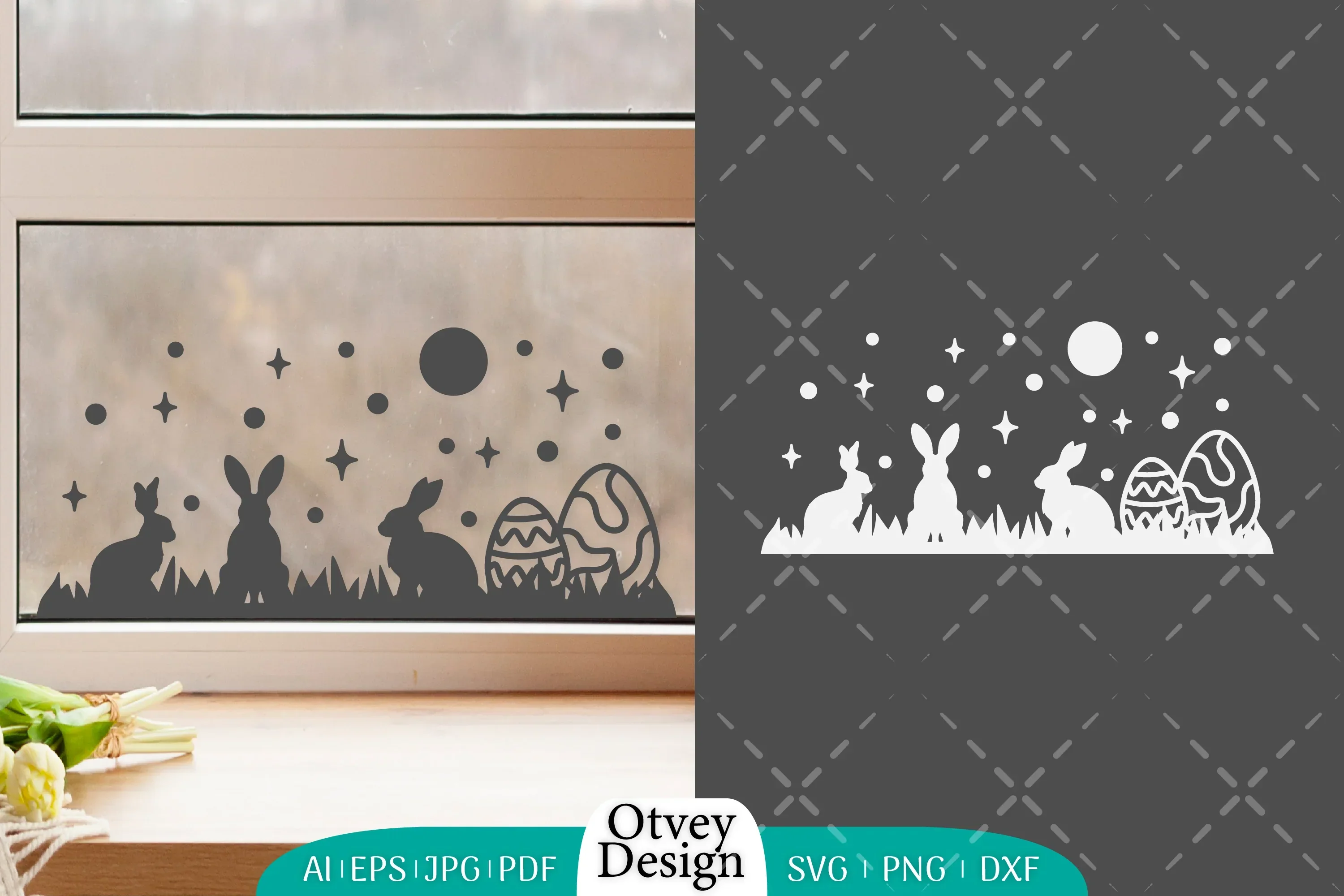 Easter Bunny Garden Scene SVG Bundle