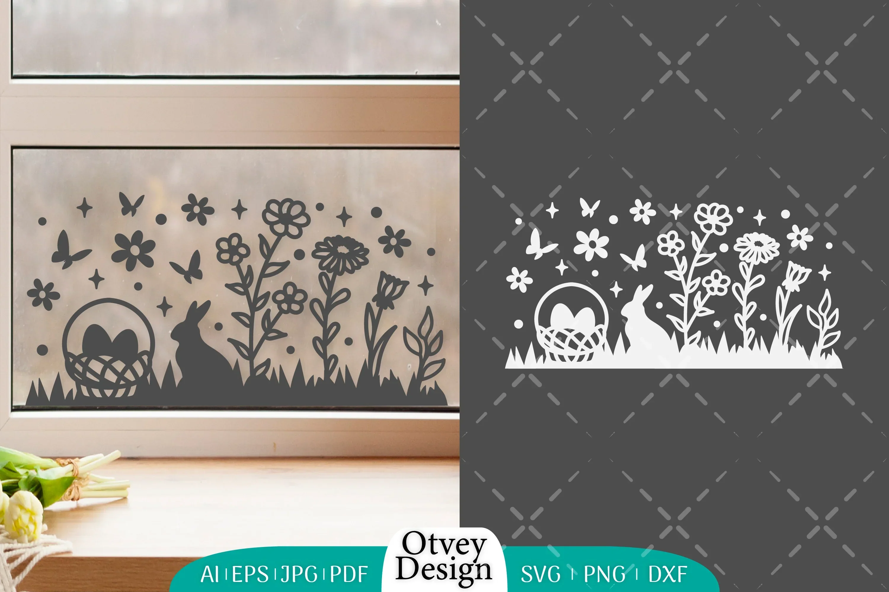 Easter Bunny Garden Scene SVG Bundle