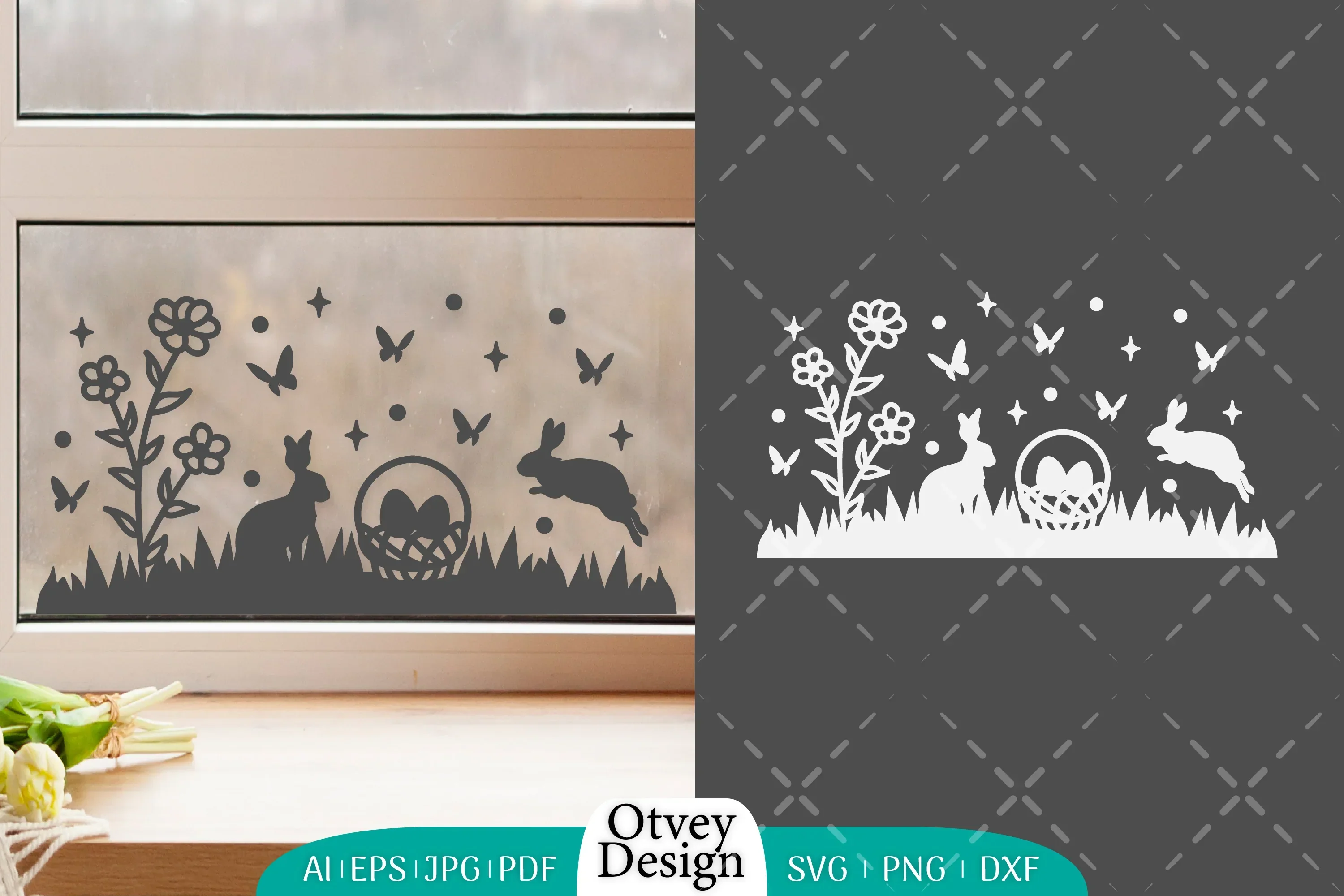 Easter Bunny Garden Scene SVG Bundle