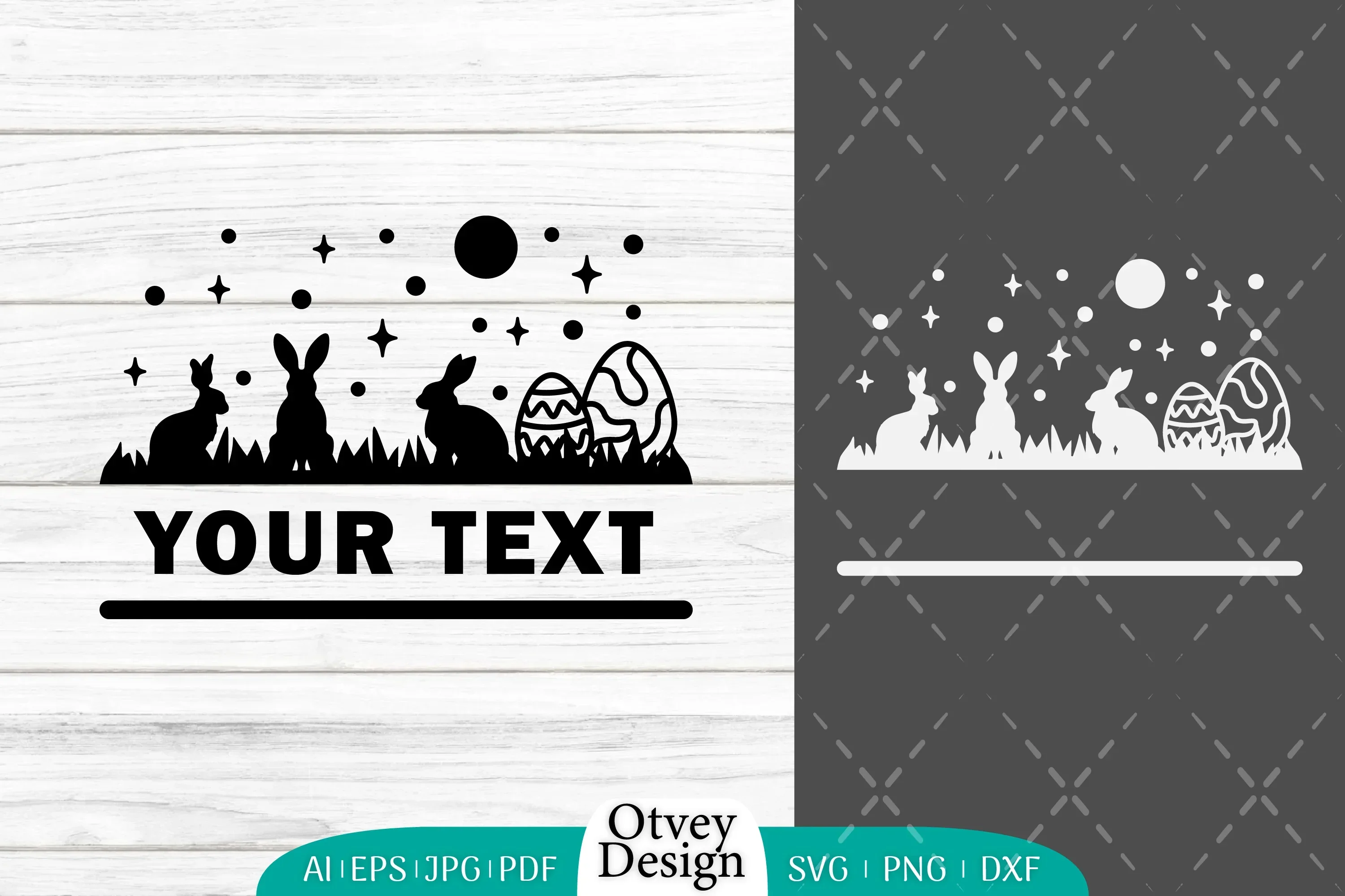 Easter Bunny Scene in Garden SVG Bundle