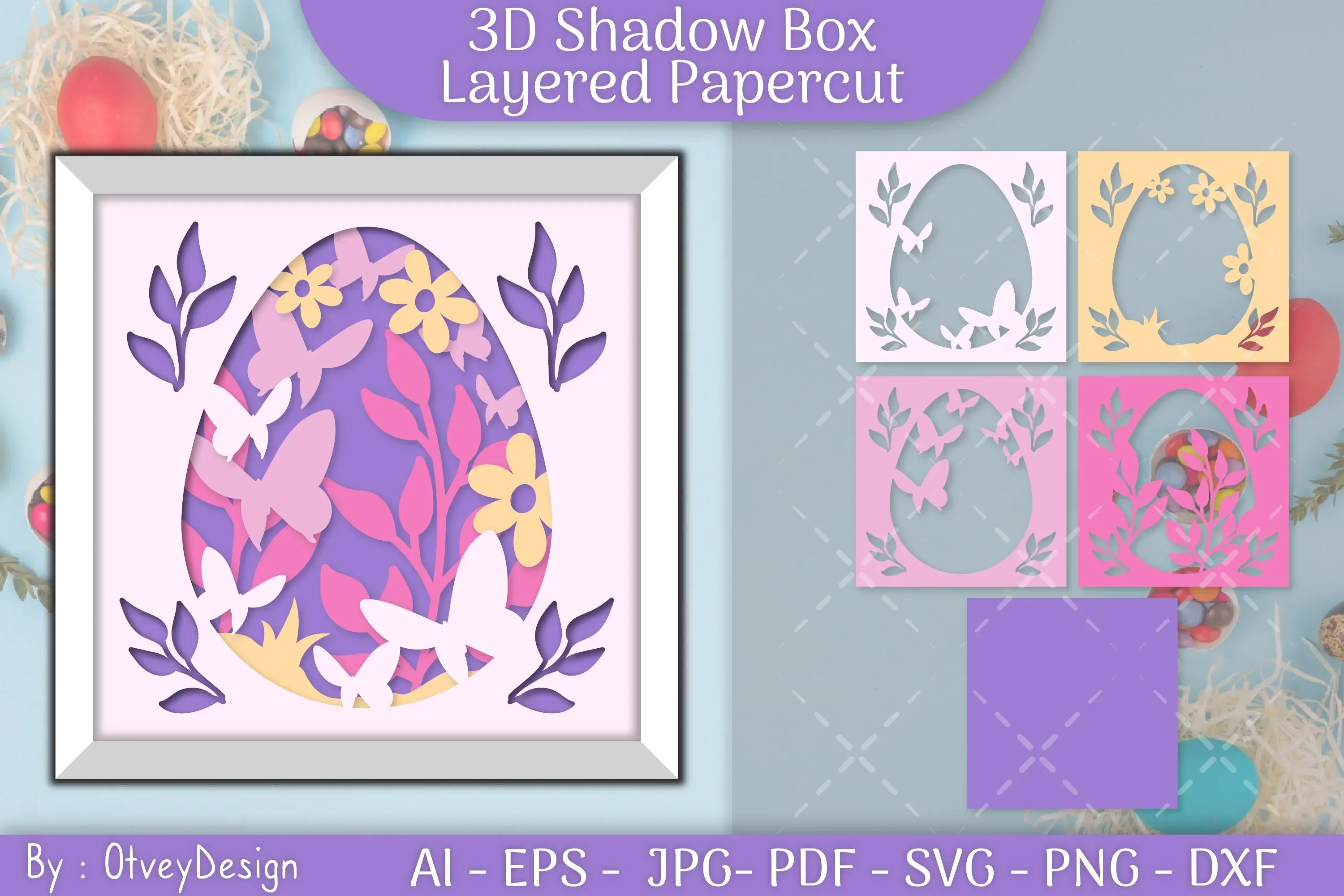 Easter Egg 3D Shadow Box SVG Bundle