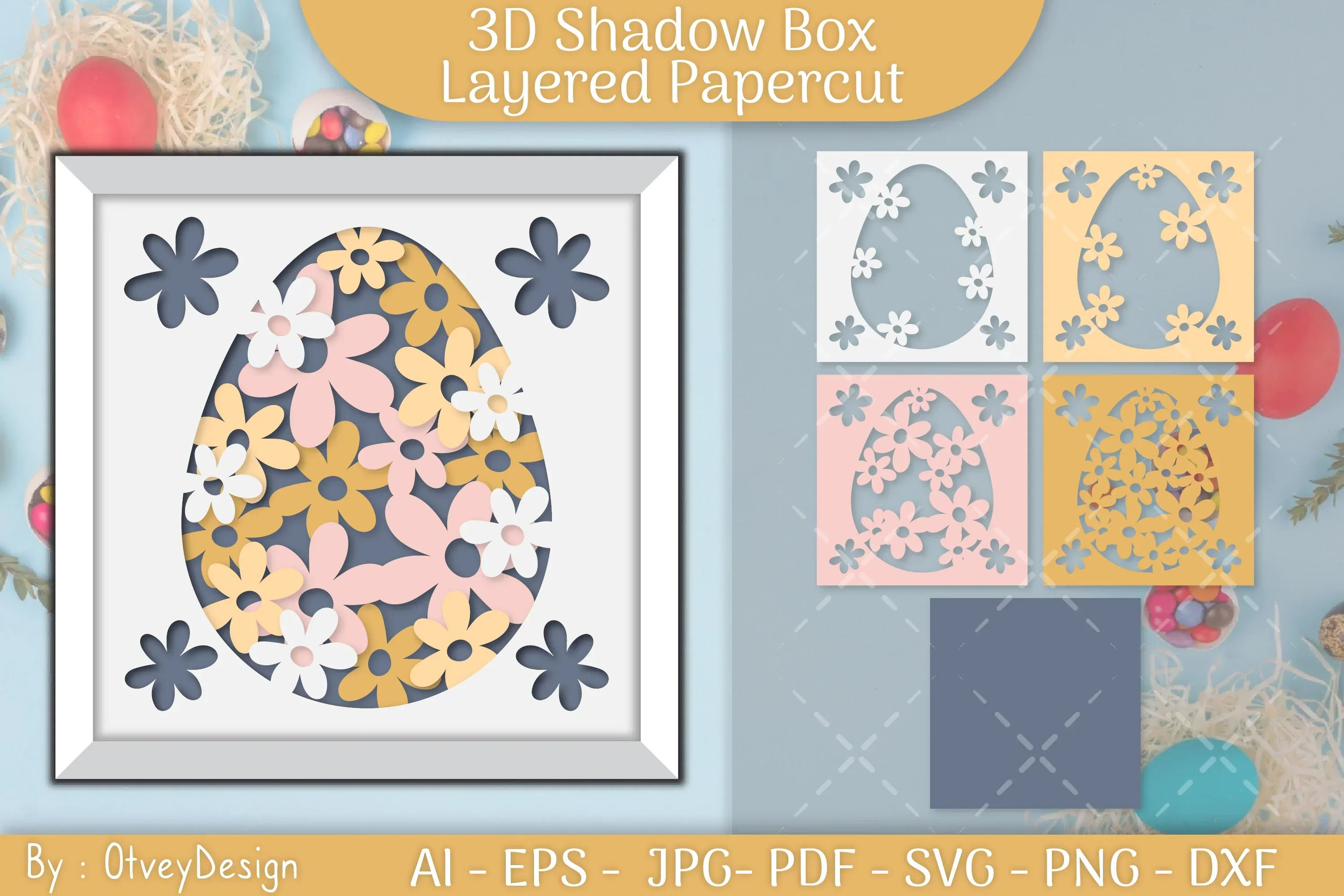 Easter Egg 3D Shadow Box SVG Bundle - Image 2