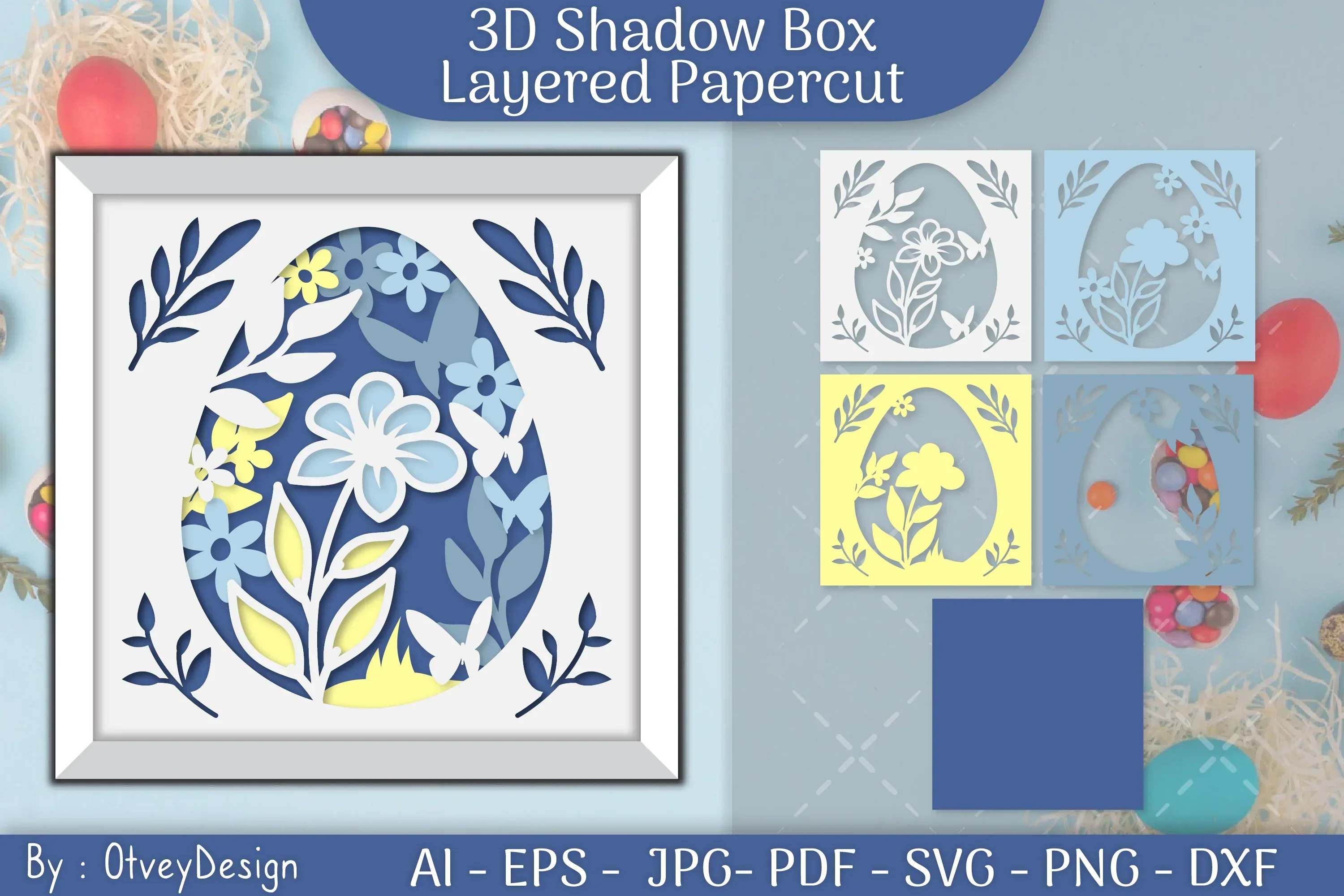 Easter Egg 3D Shadow Box SVG Bundle - Image 2