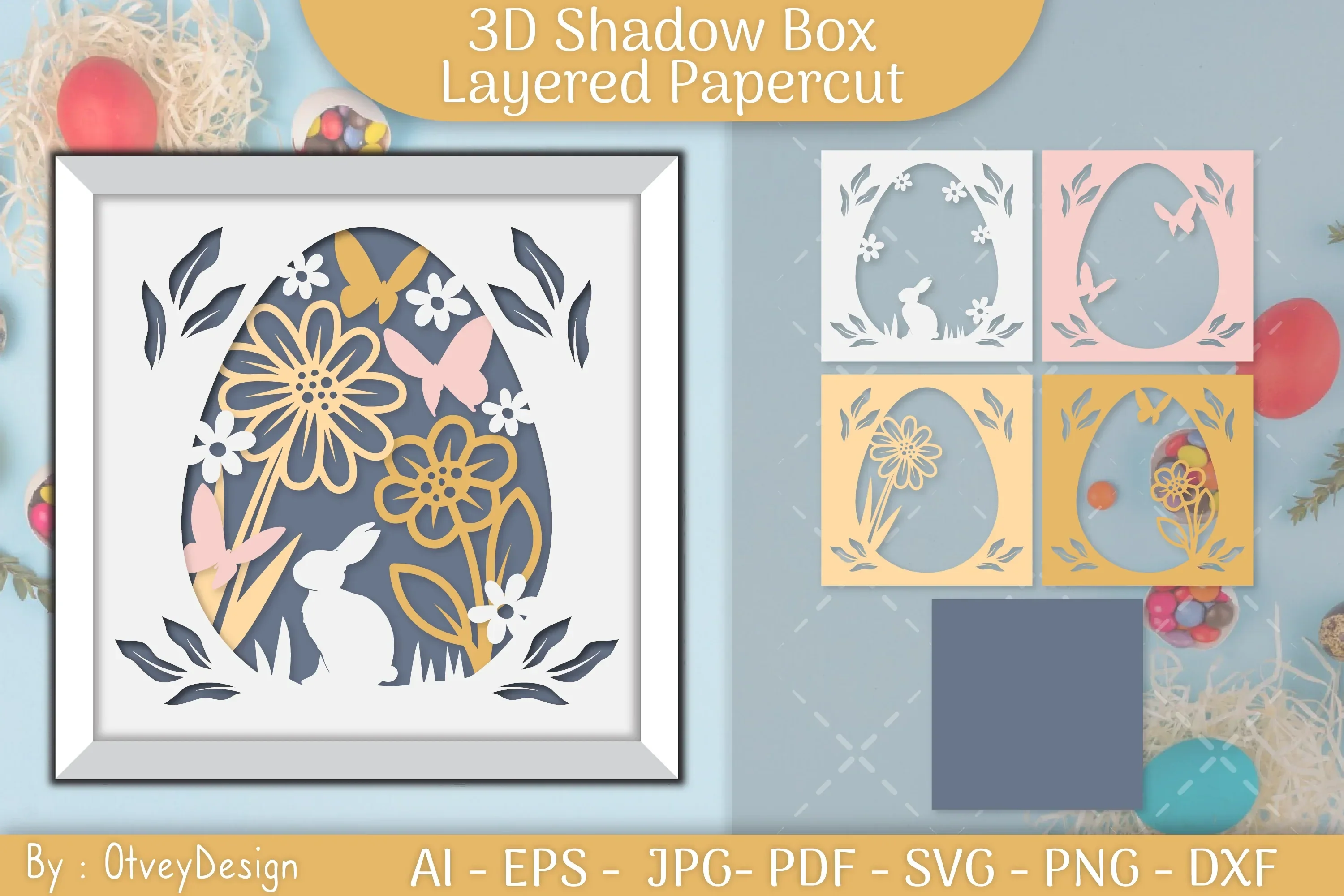 Easter Egg 3D Shadow Box SVG Bundle