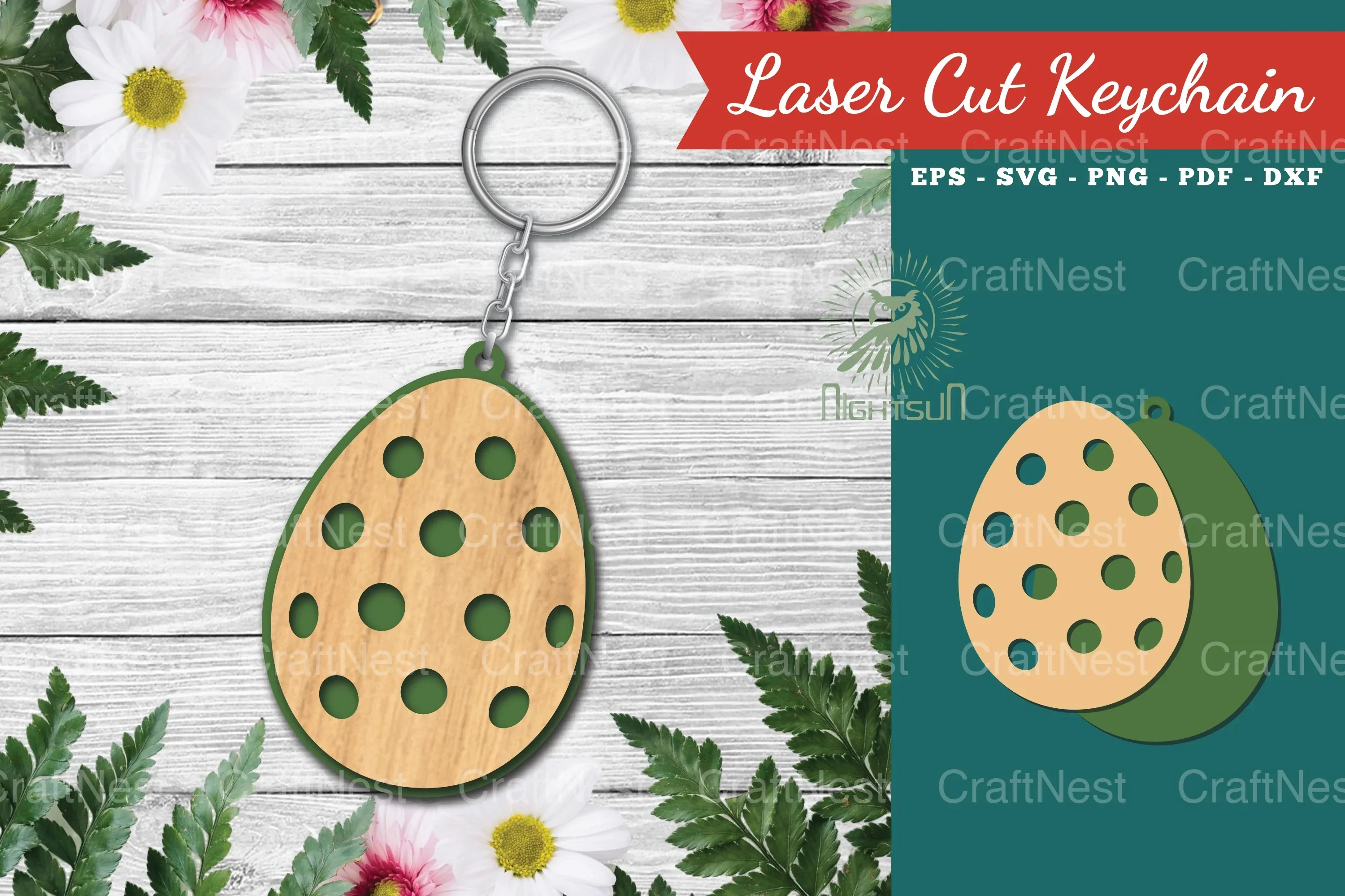 Easter Egg Laser Cut Keychain Design Bundle