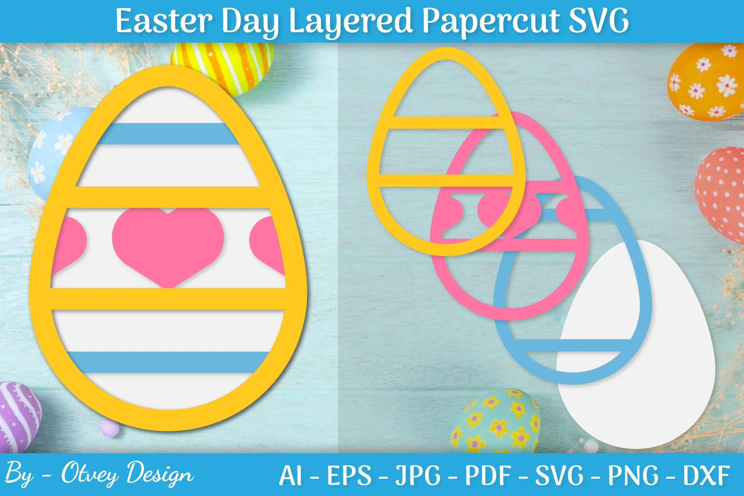 Easter Egg Layered Papercut SVG Bundle