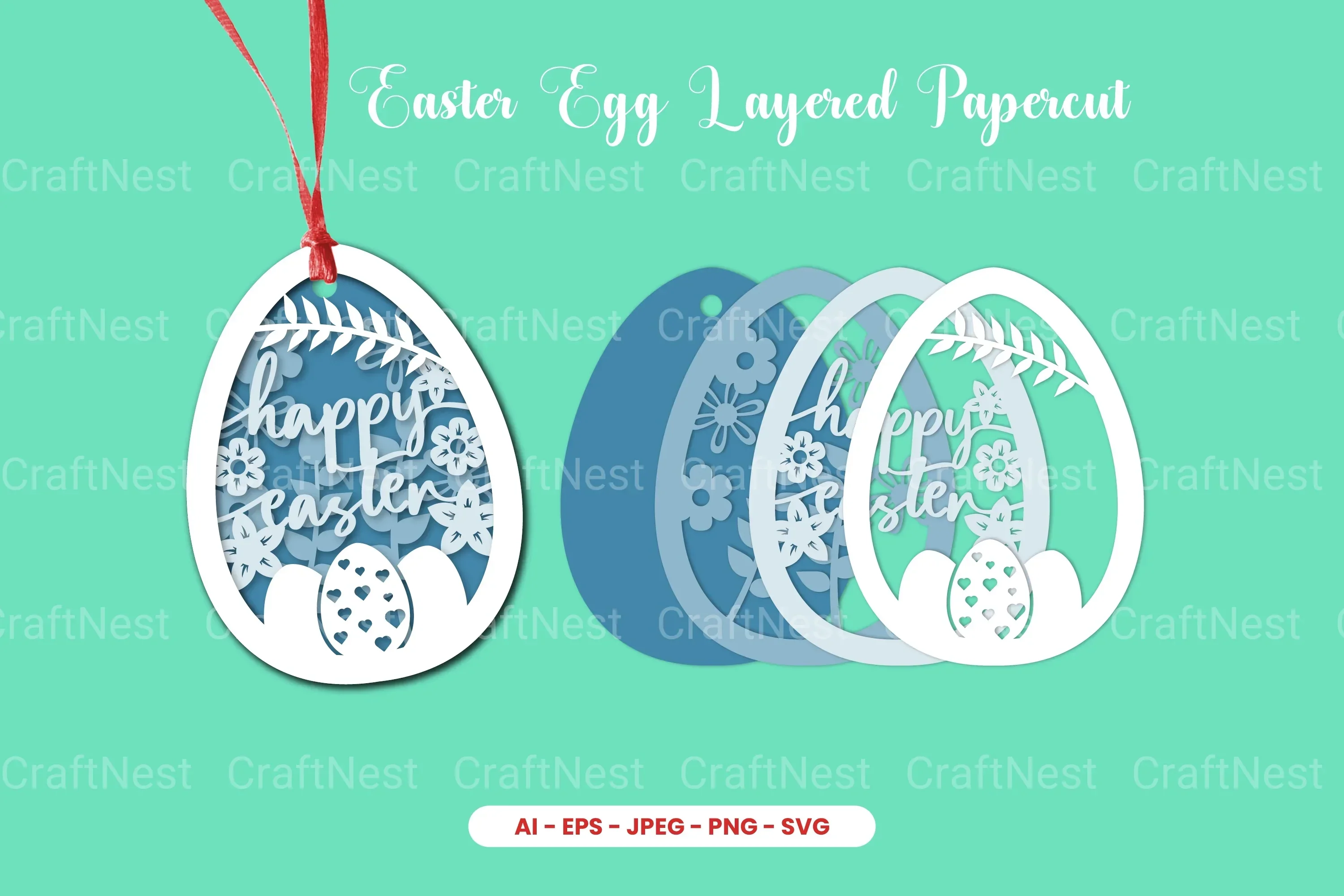 Easter Egg Layered Papercut SVG Bundle