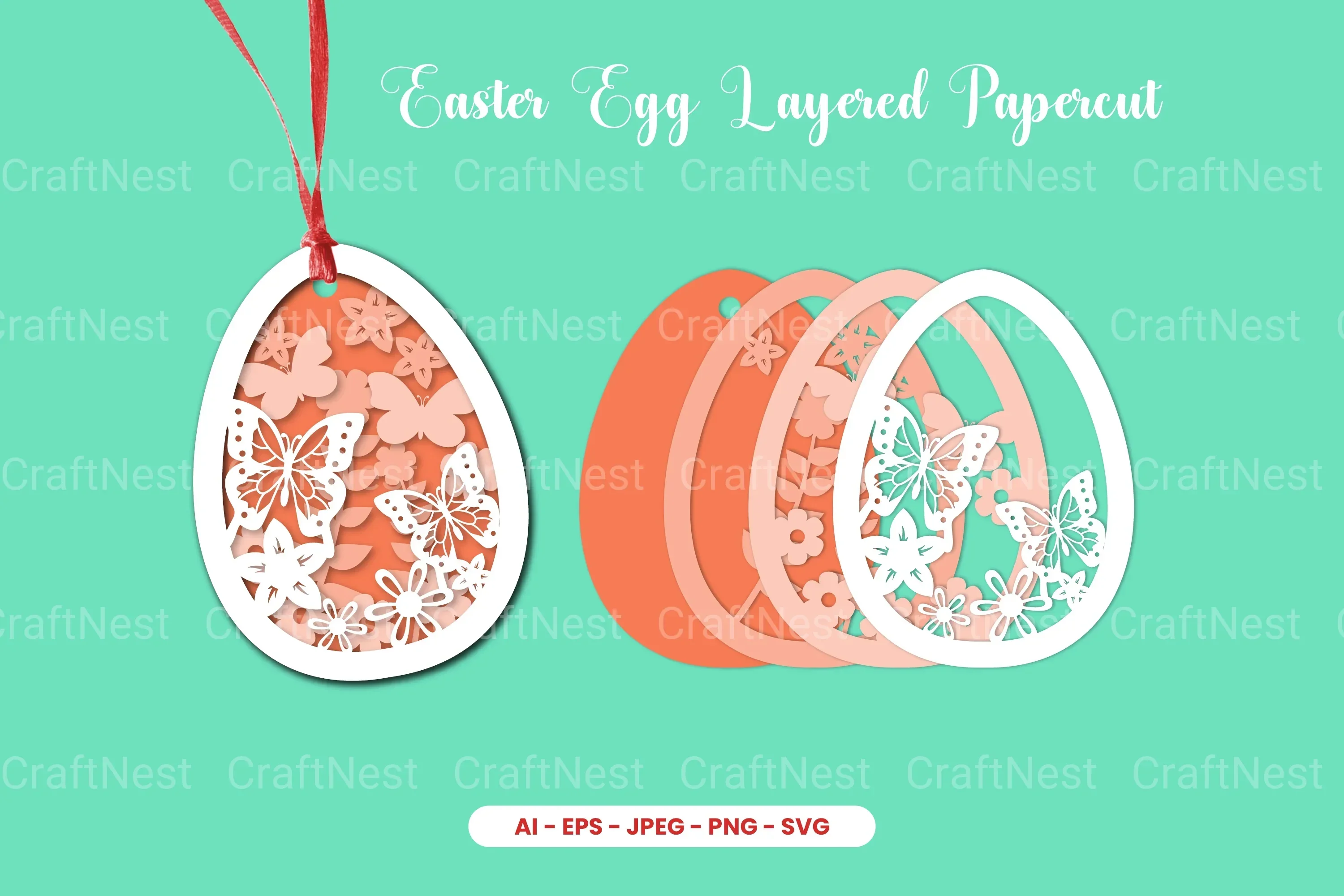 Easter Egg Layered Papercut SVG Bundle