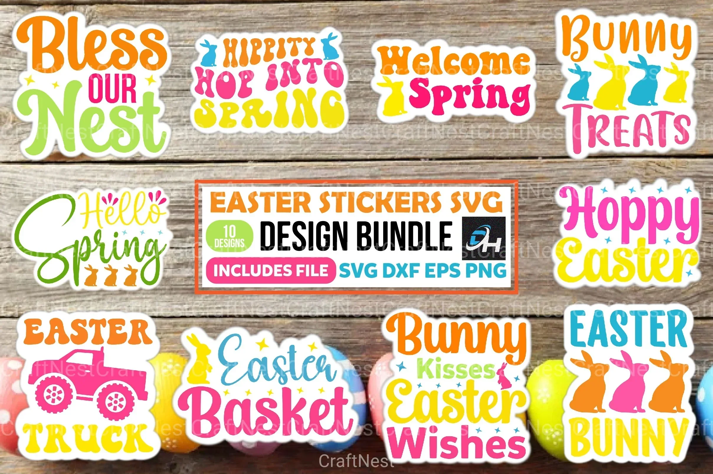 Easter Stickers Design Bundle