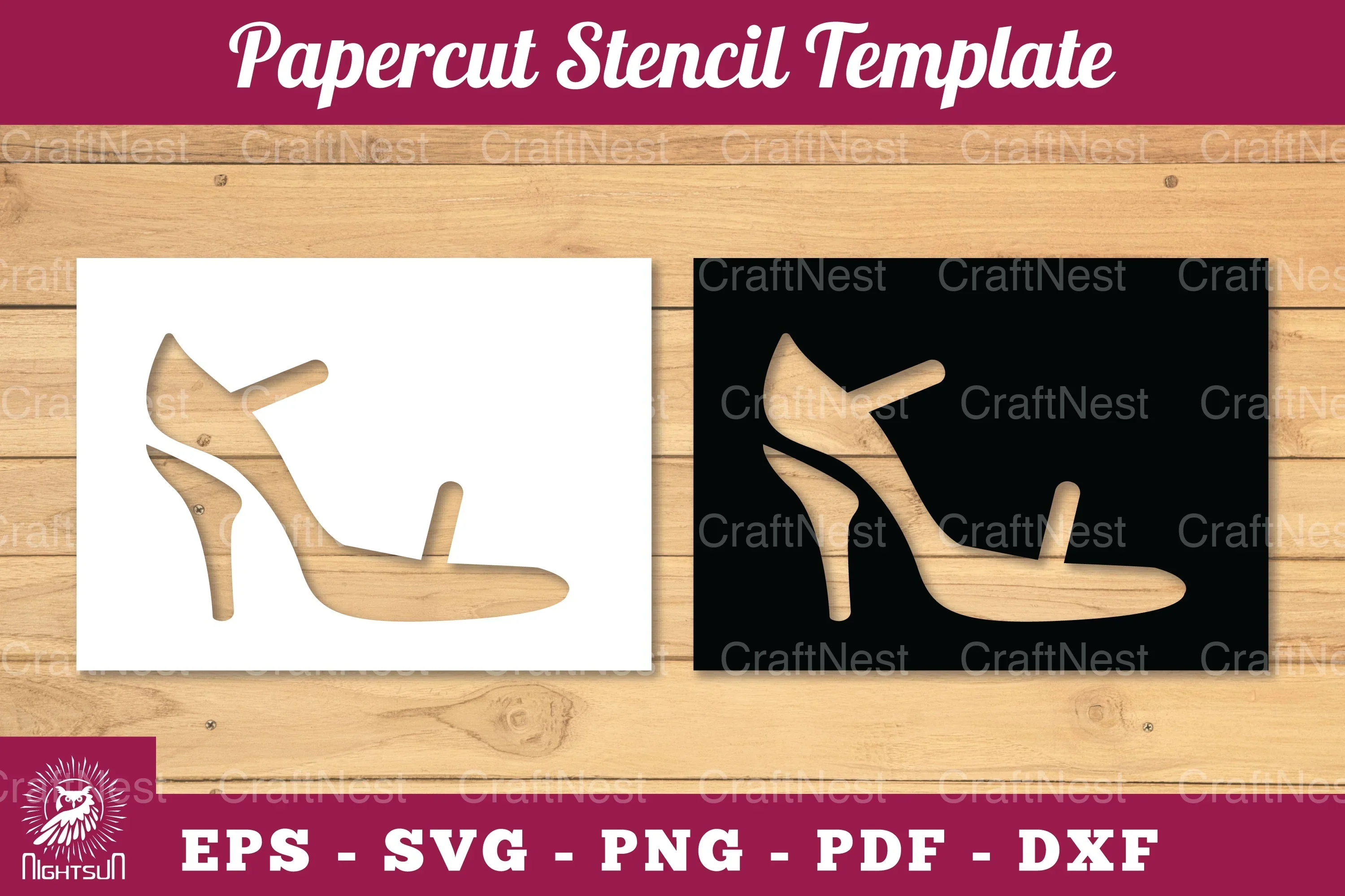 Elegant Woman Heels Papercut Stencil Clipart Bundle