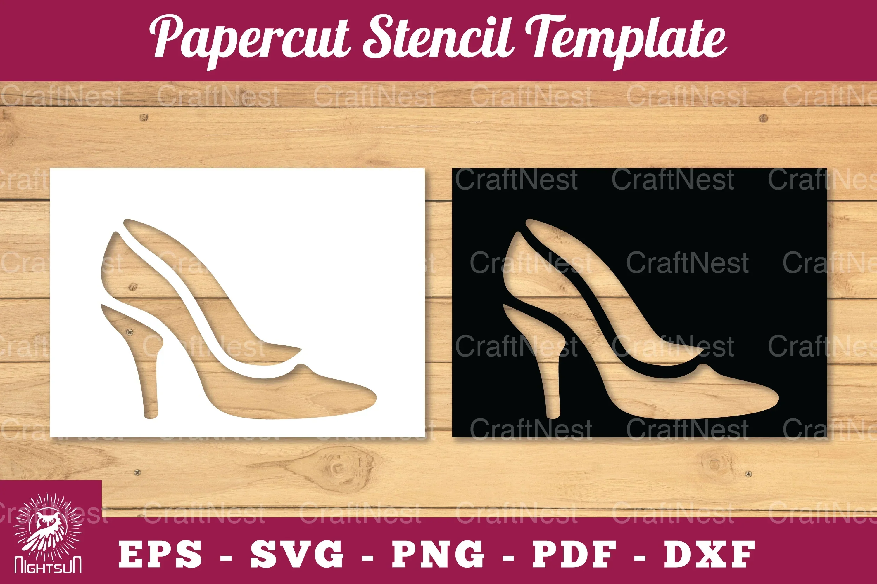 Elegant Woman Heels Papercut Stencil Clipart Bundle