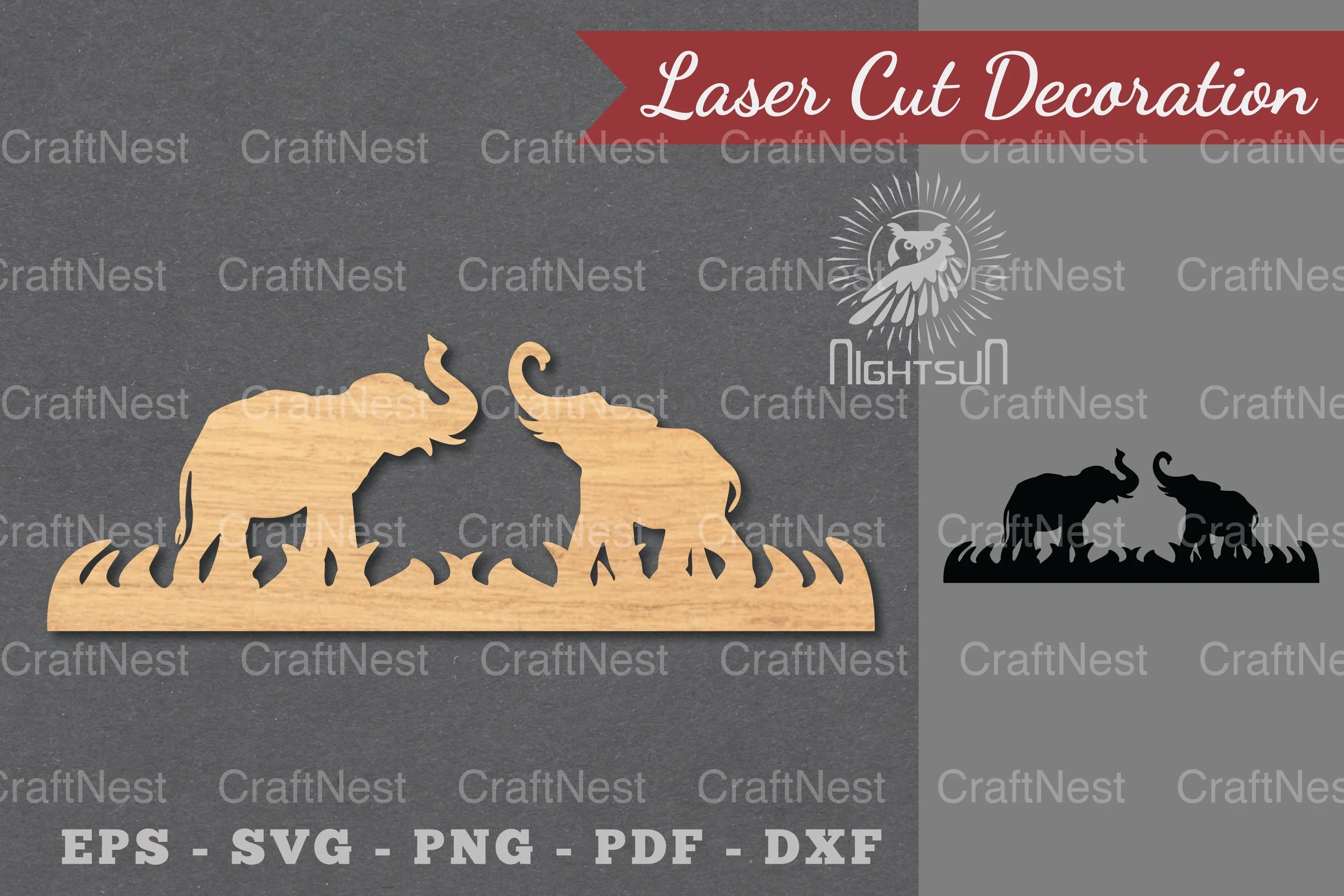 Elephant Couple Laser Cut Decoration Clipart Bundle