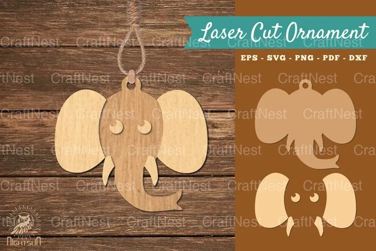 Elephant Laser Cut Ornament Clipart Bundle