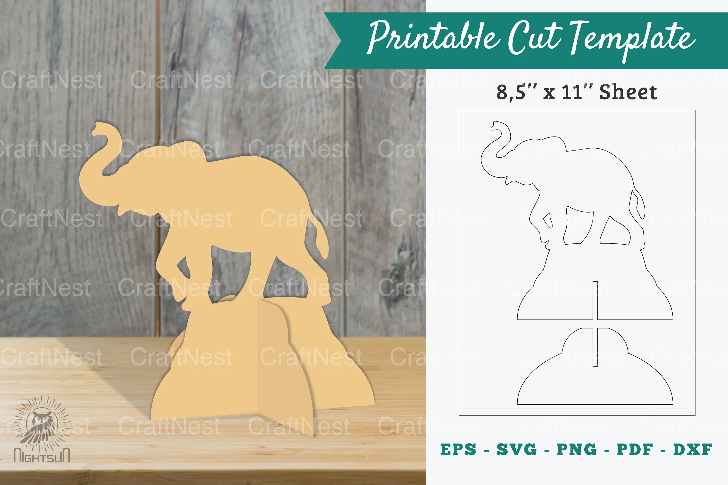 Elephant Printable Cut Template Clipart Bundle