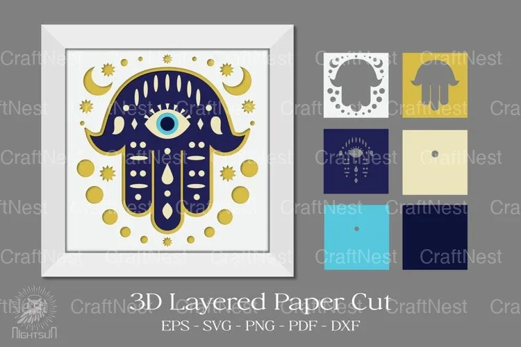Evil Eye Layered Paper Cut Clipart Bundle