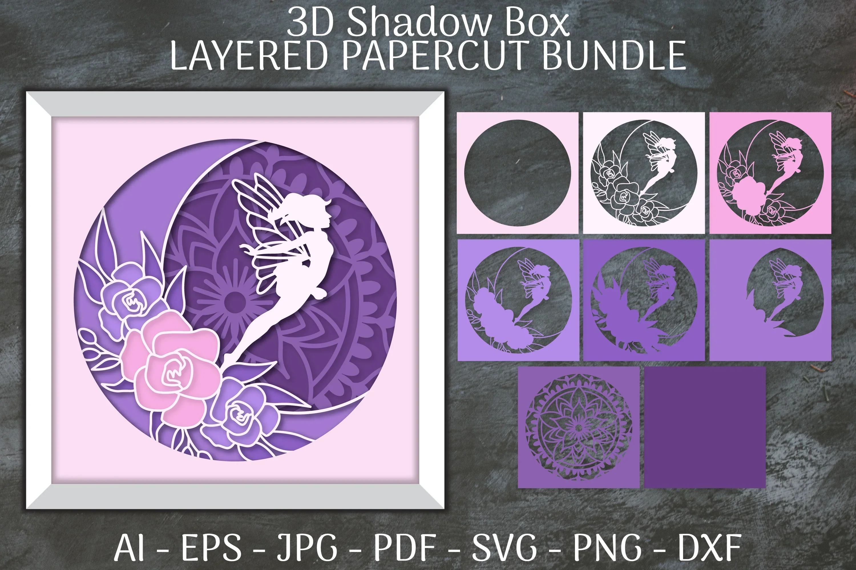 Fairy 3D Shadow Box Layered Papercut SVG Bundle - Image 2