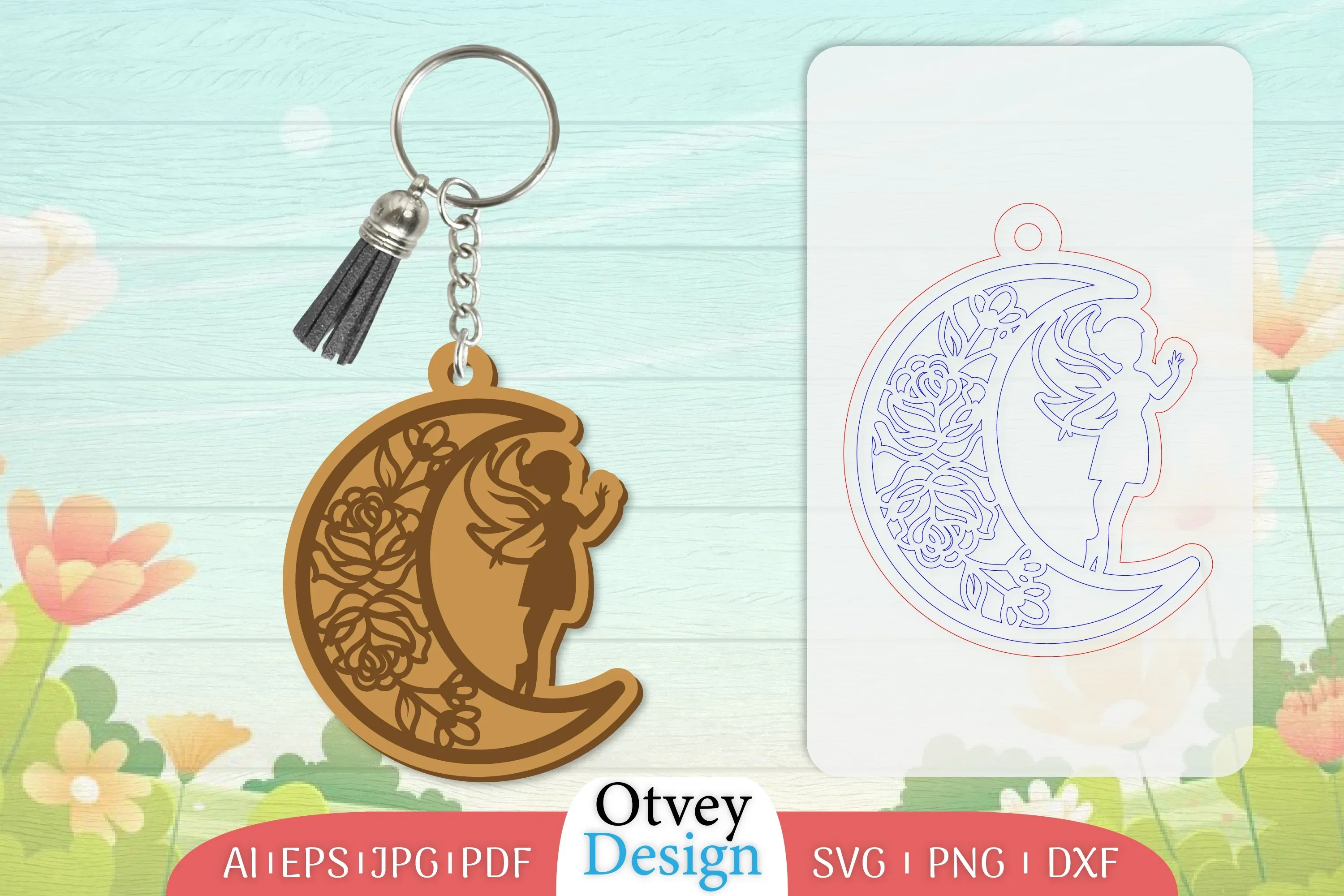 Fairy in the Moon Keychain SVG Bundle