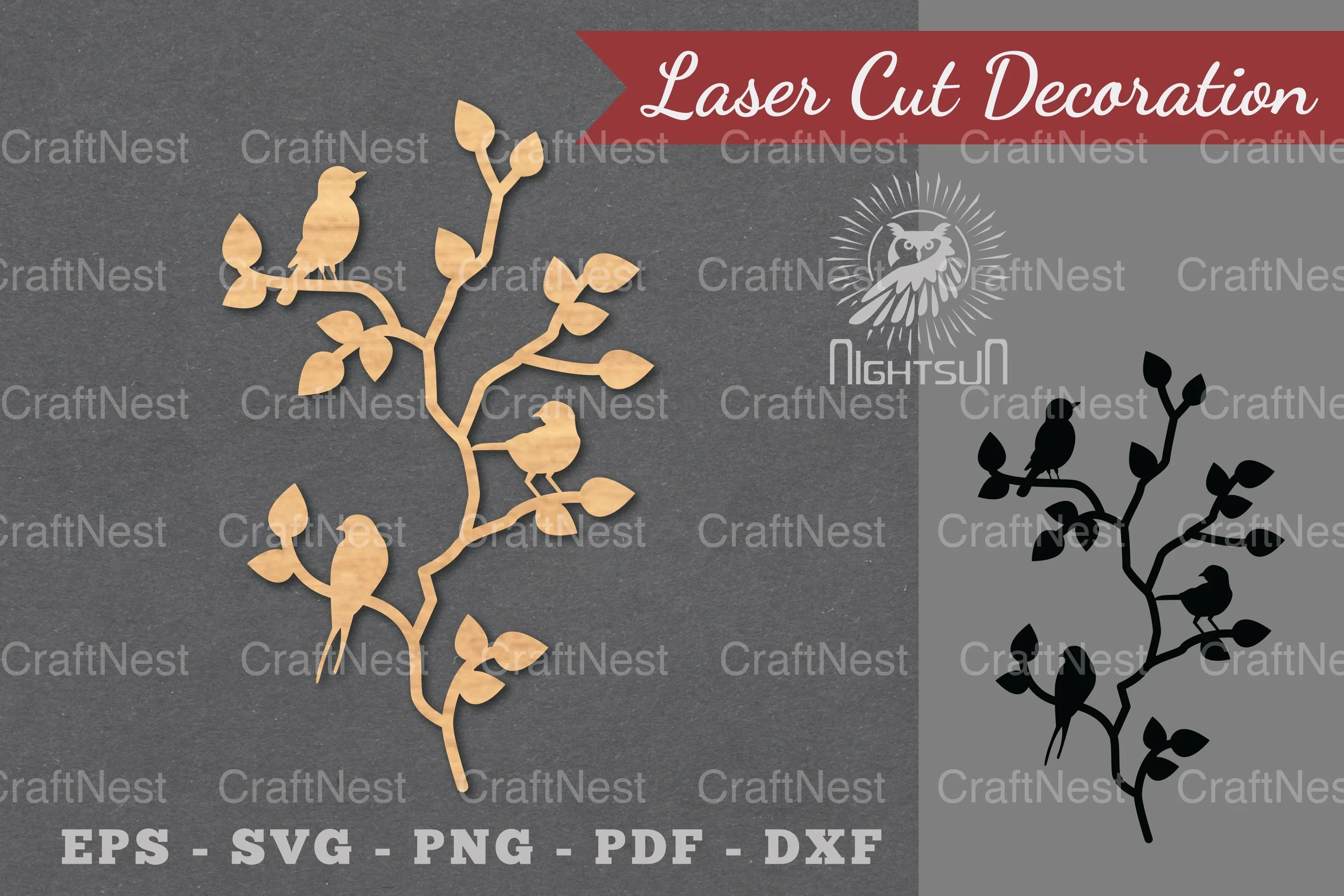 Family Birds Laser Cut Decoration Clipart Bundle