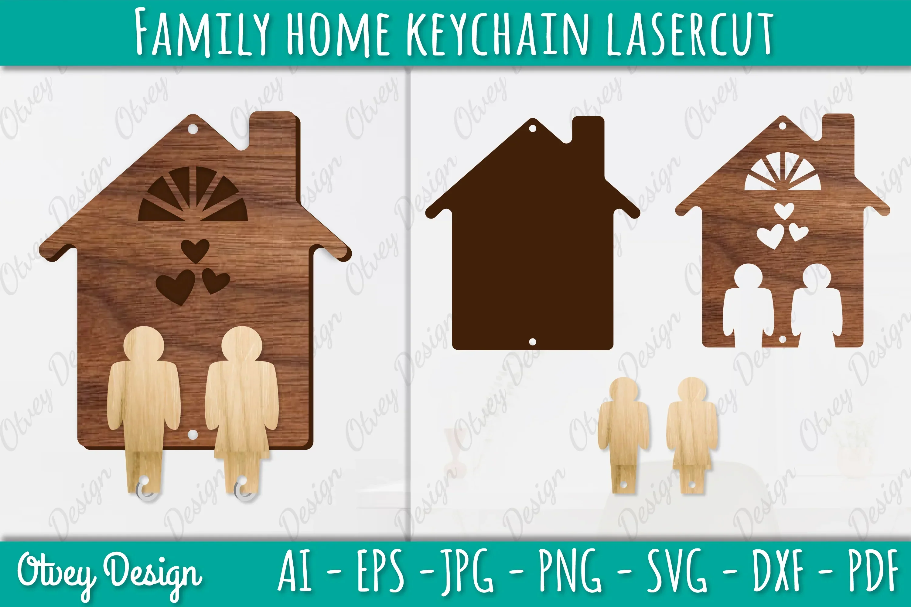 Family Keychain SVG Home Key Holder Laser Cut SVG Bundle