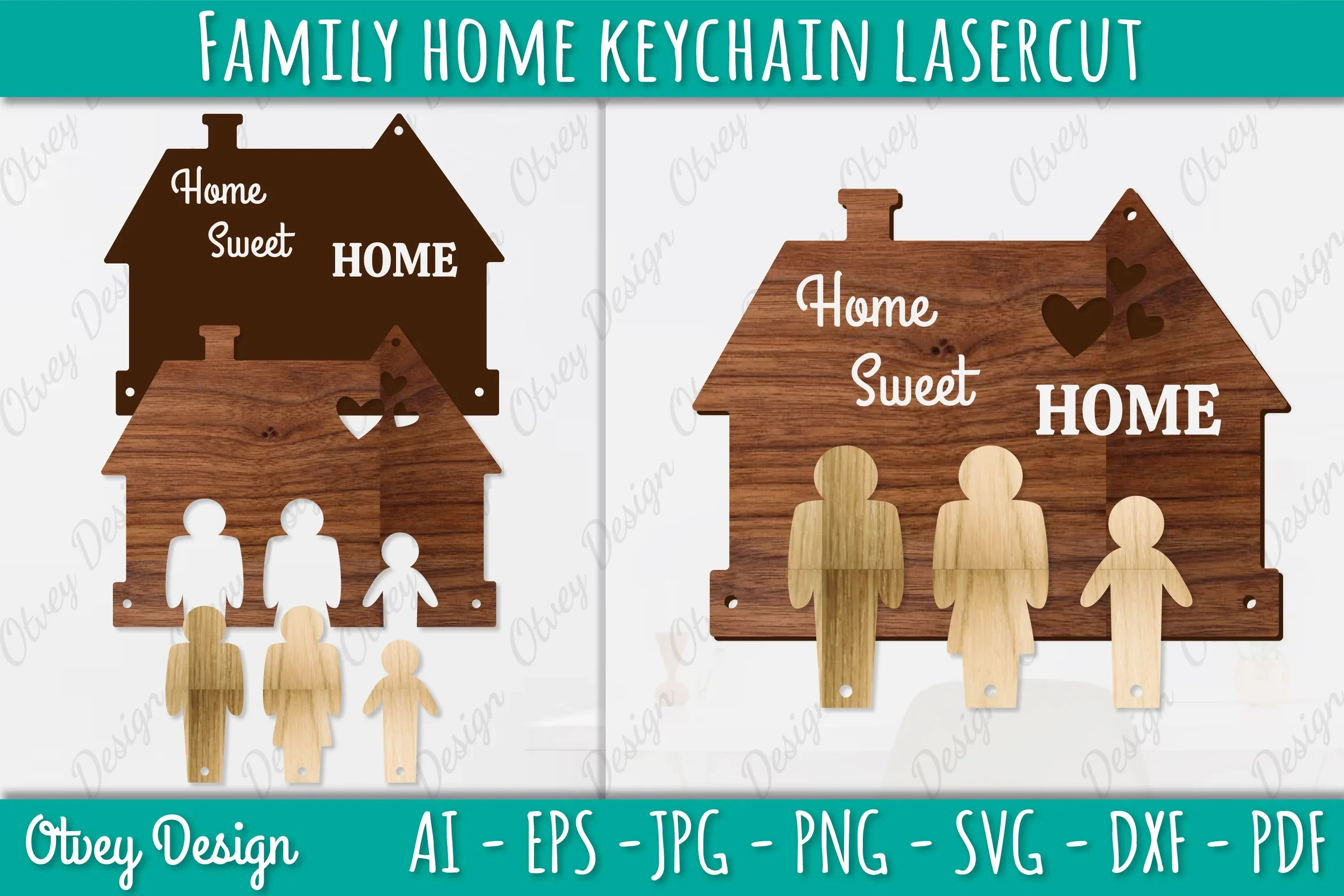 Family Keychain SVG Home Key Holder Laser Cut SVG Bundle