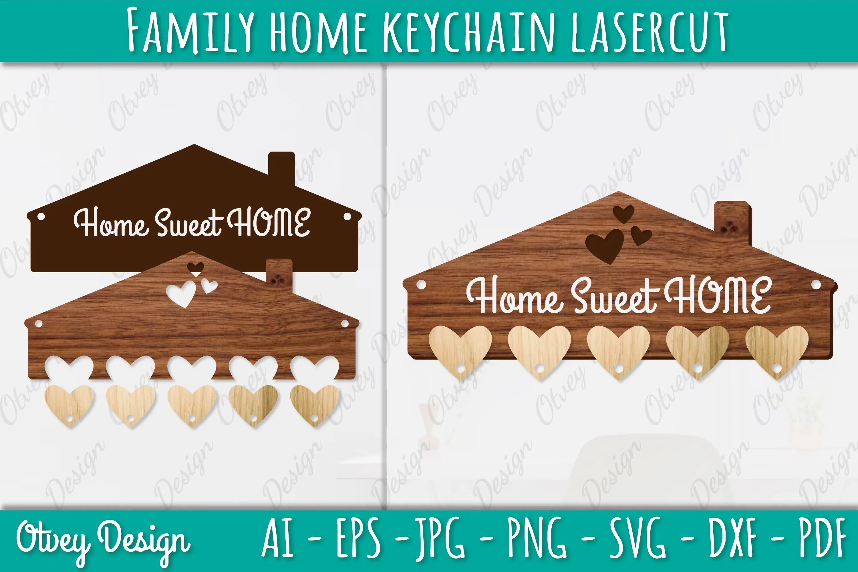 Family Keychain SVG Home Key Holder Laser Cut SVG Bundle