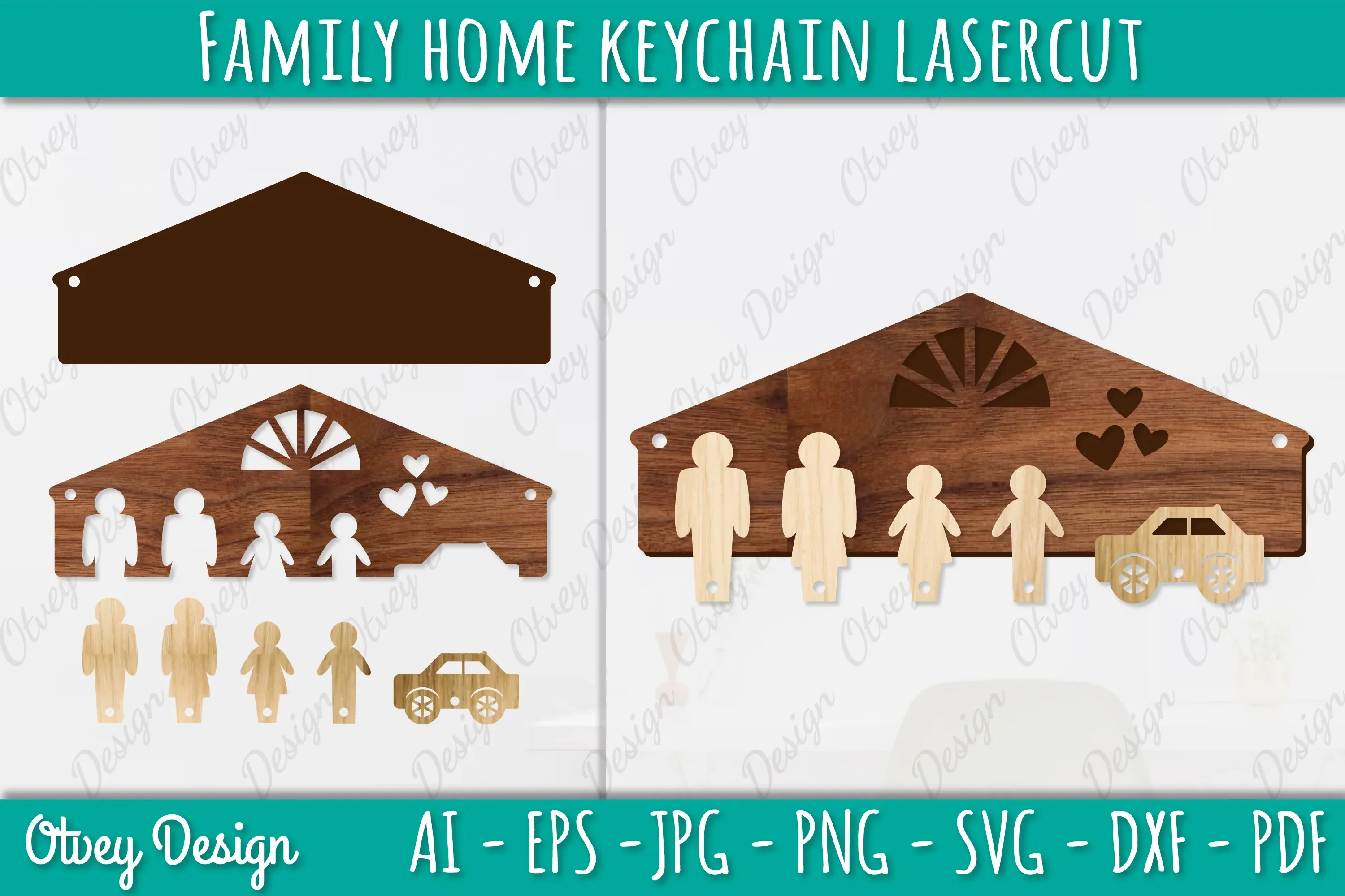 Family Keychain SVG Home Key Holder Laser Cut SVG Bundle