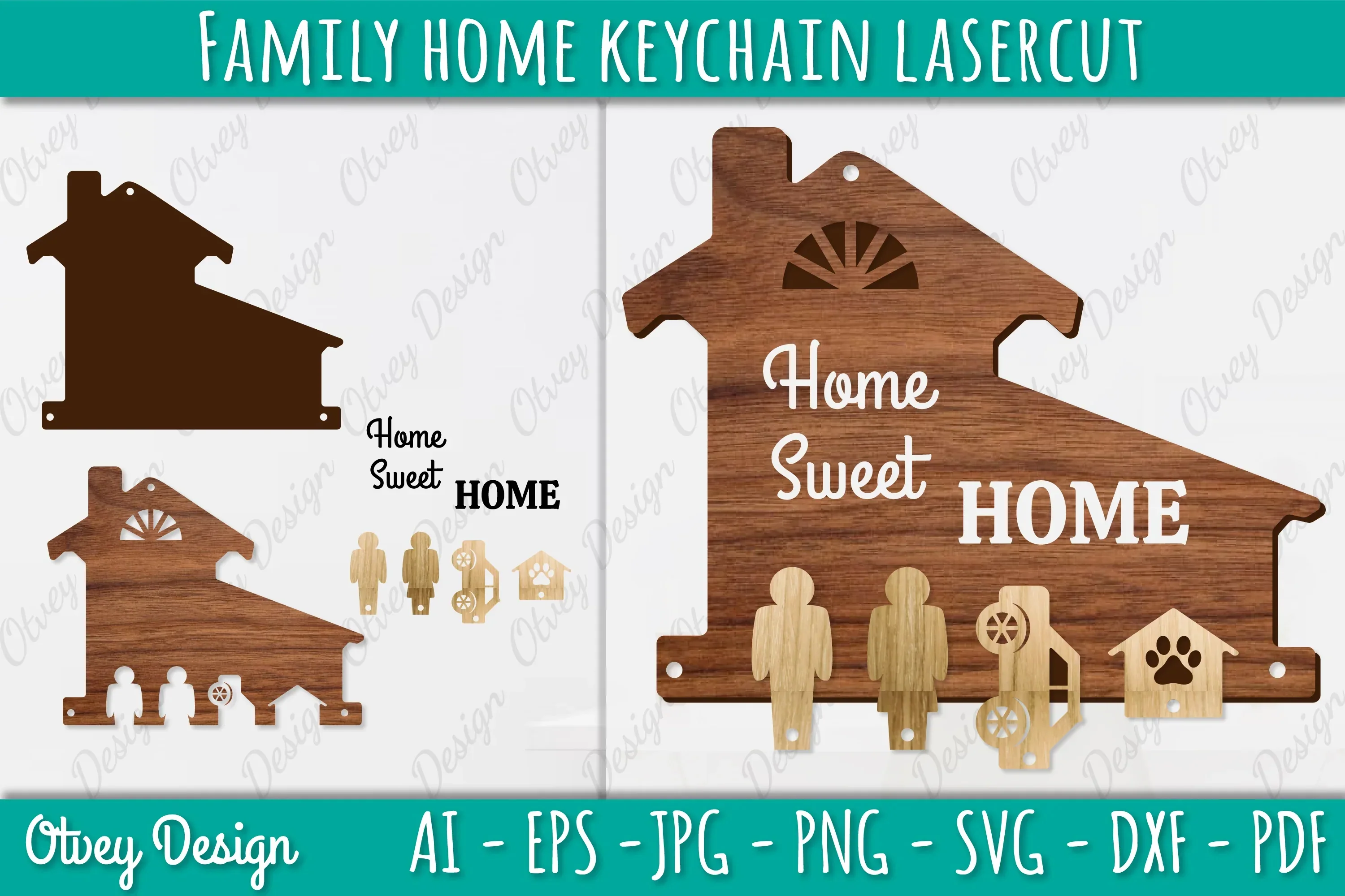 Family Keychain SVG Home Key Holder Laser Cut SVG Bundle