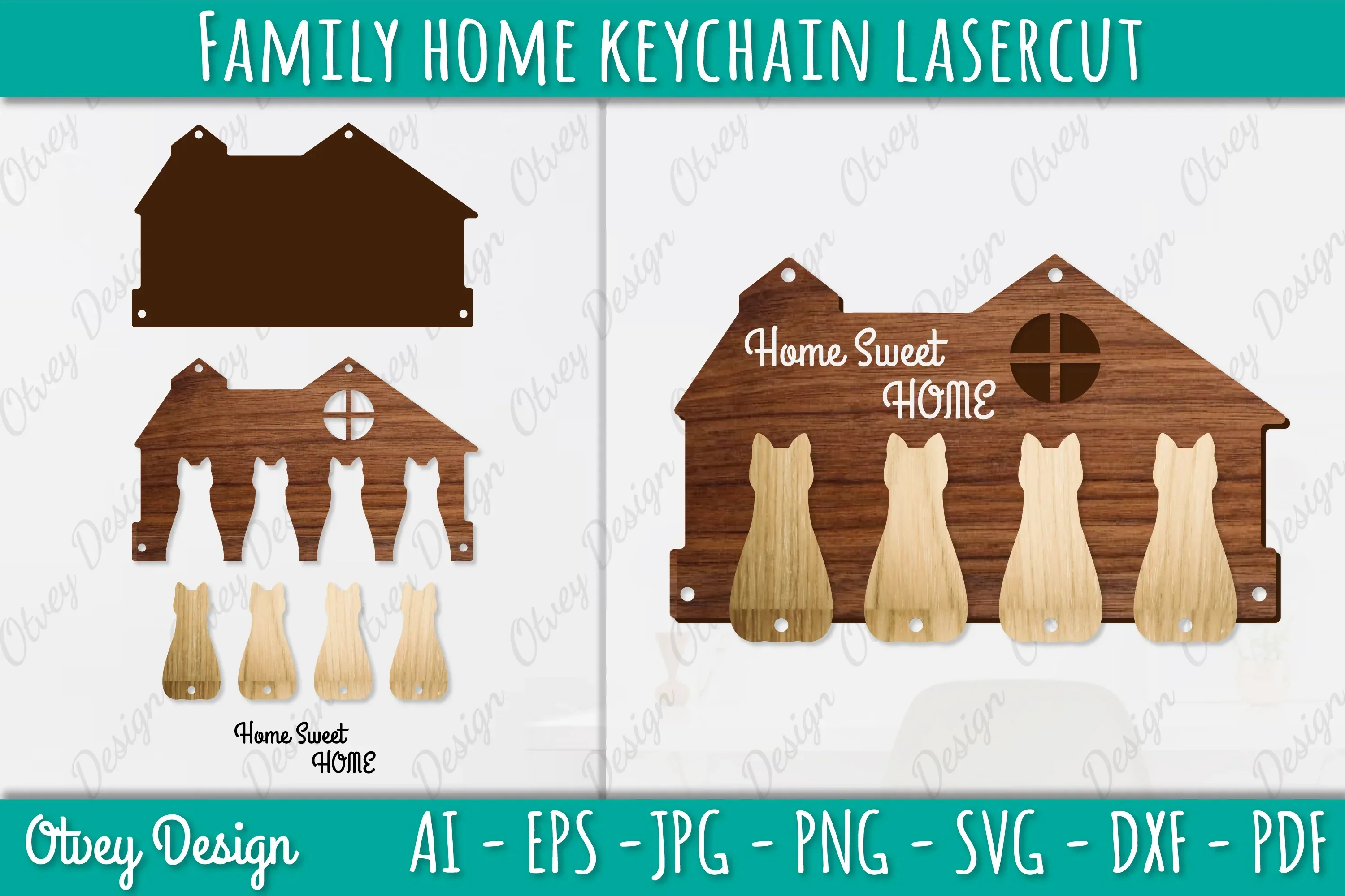 Family Keychain SVG Home Key Holder Laser Cut SVG Bundle
