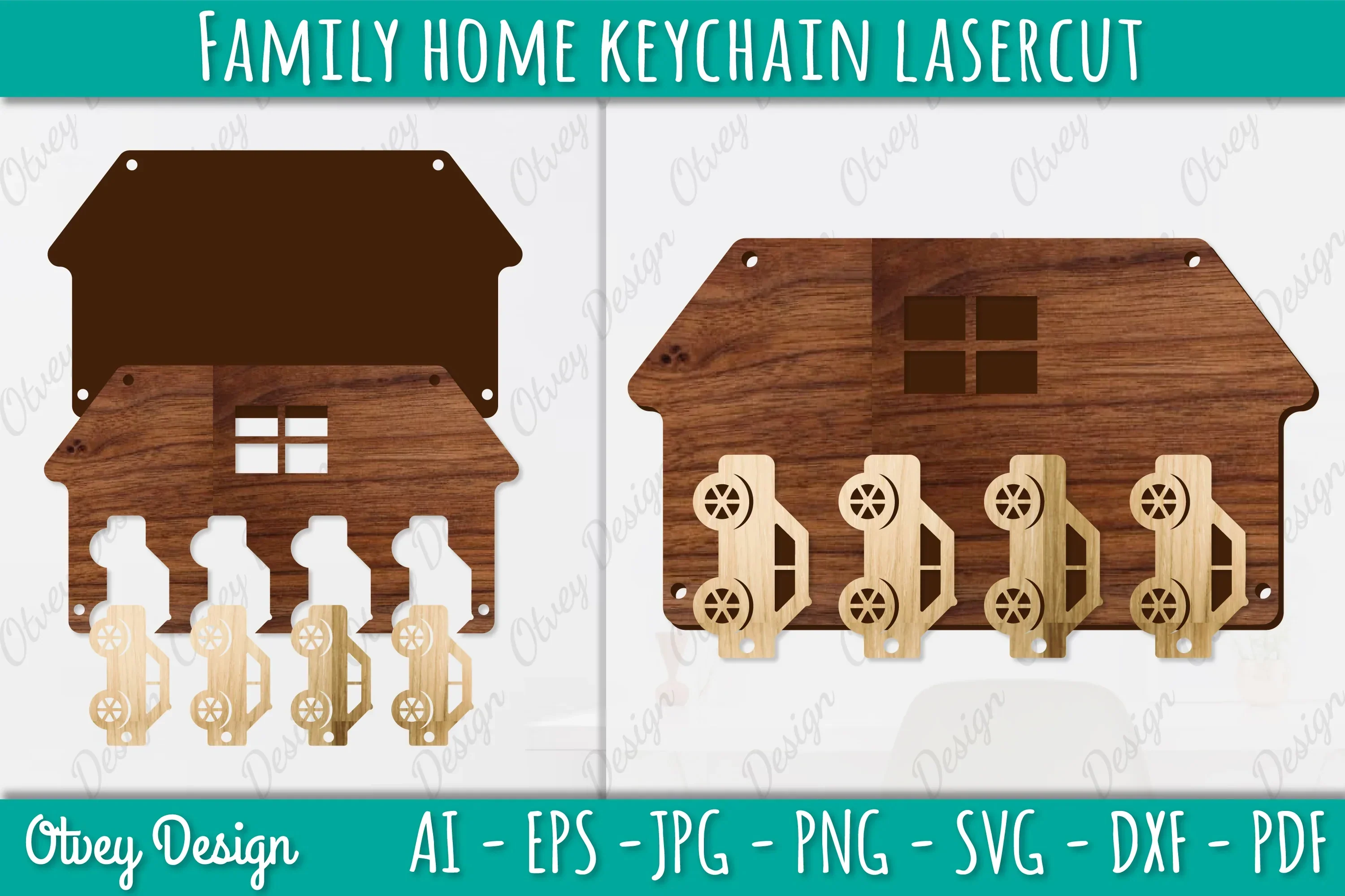 Family Keychain SVG Home Key Holder Laser Cut SVG Bundle