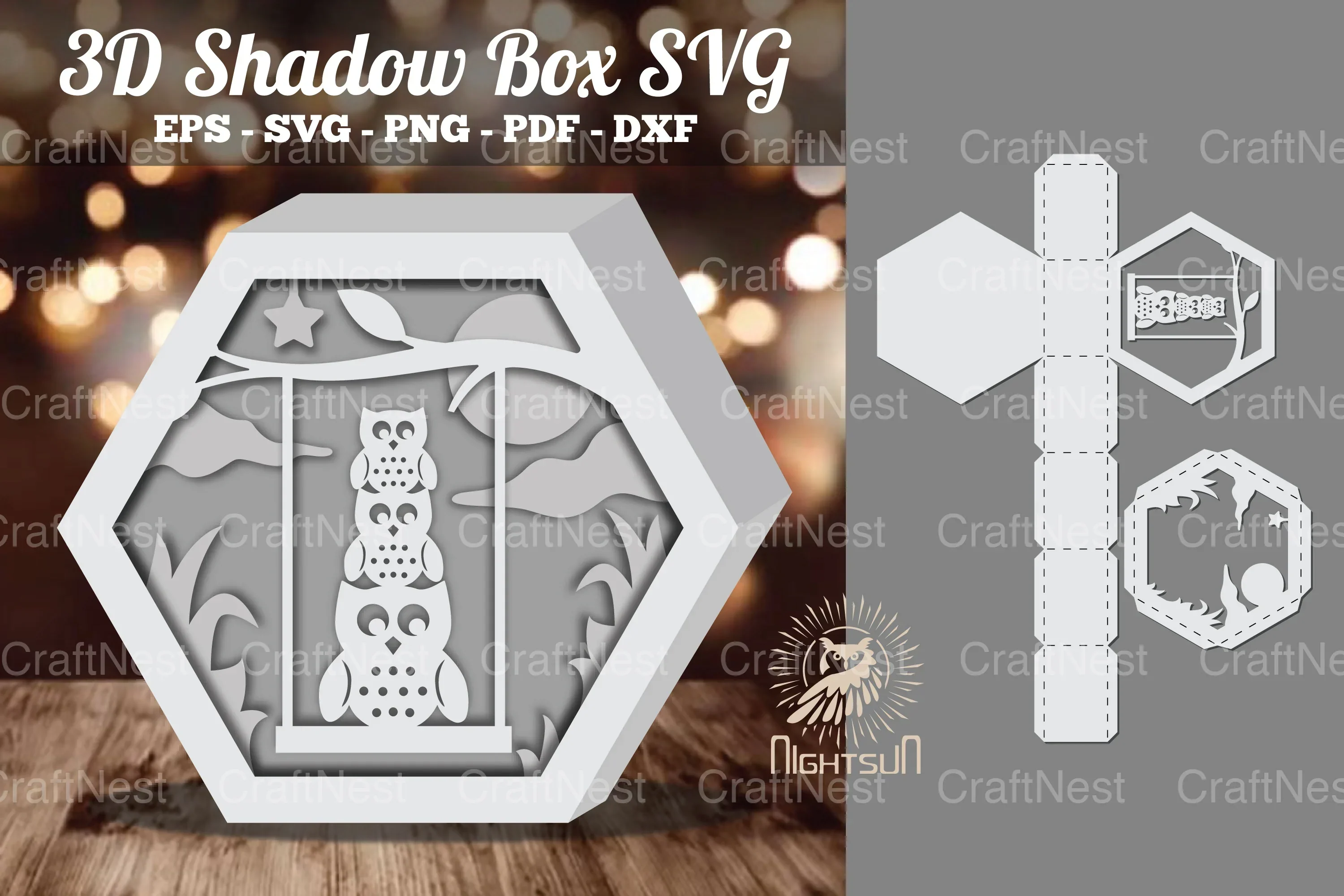 Family Owl 3D Shadow Box SVG Bundle