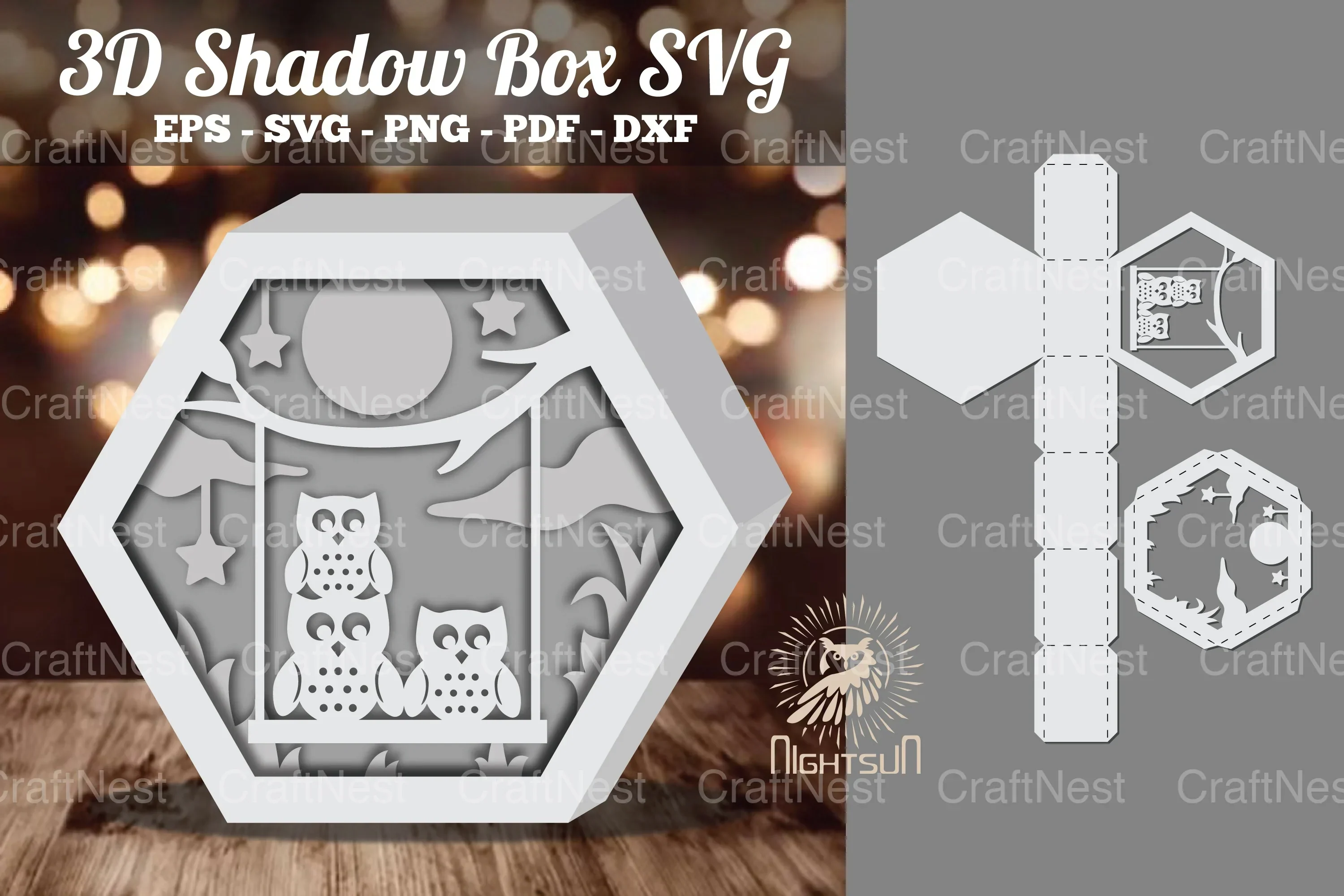 Family Owl 3D Shadow Box SVG Bundle