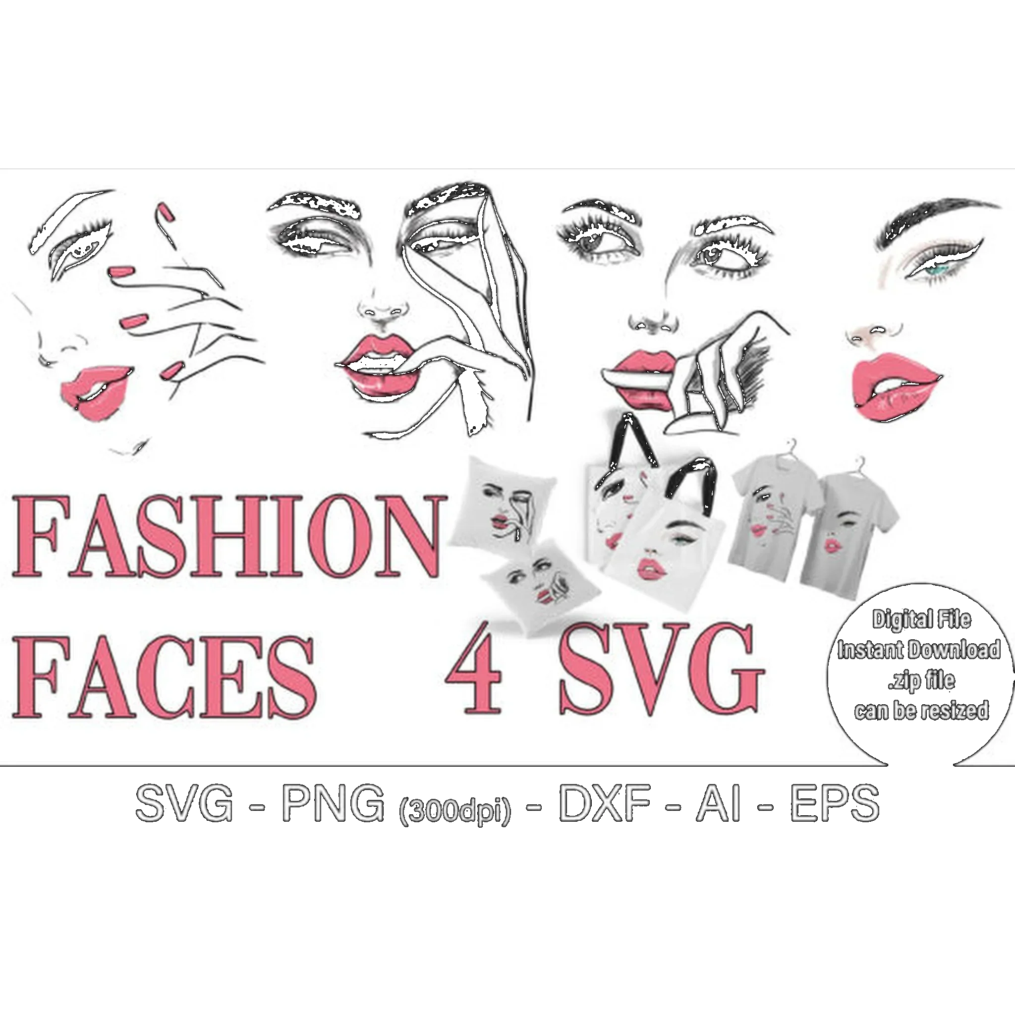 Fashion Faces SVG Bundle