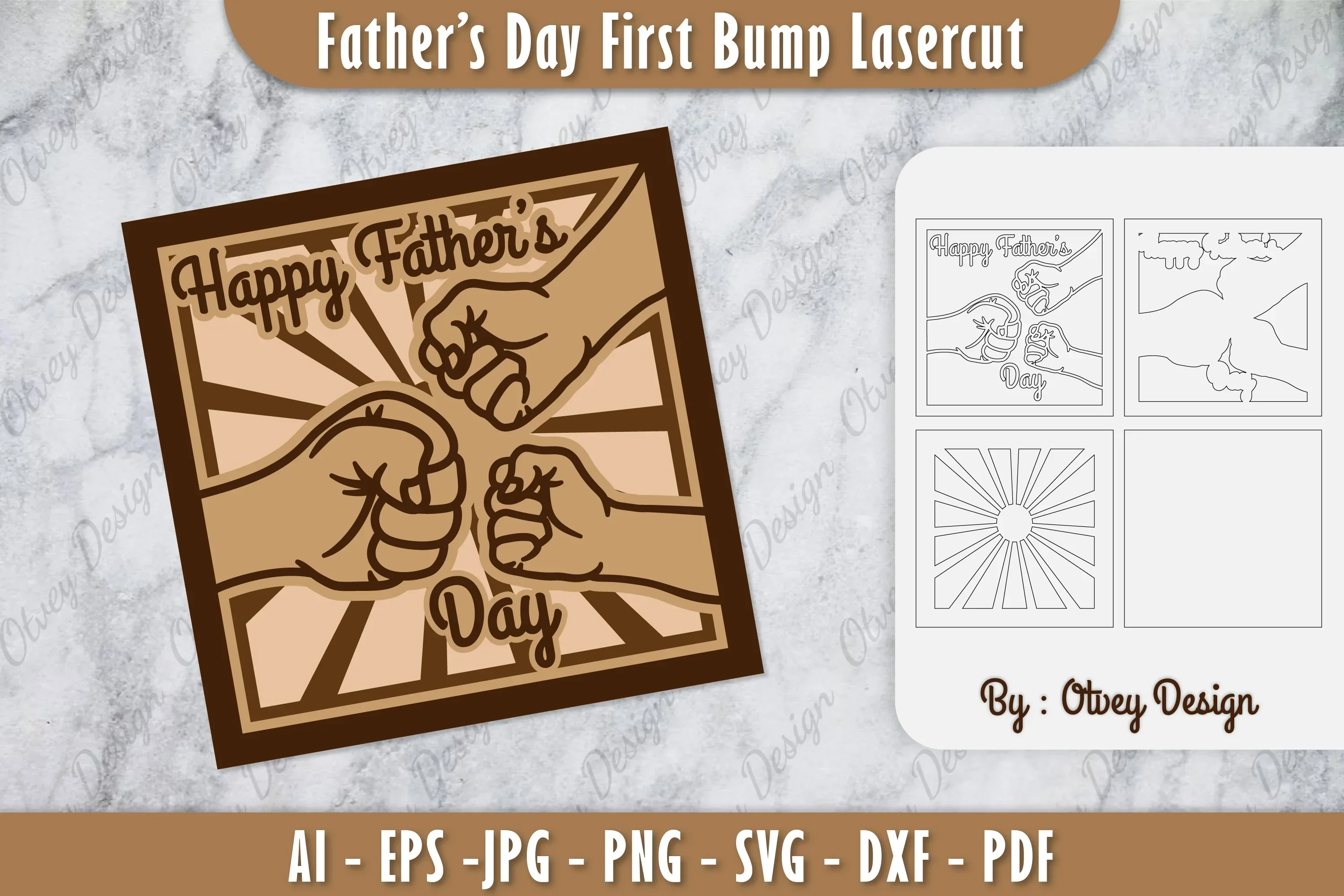 Father's Day Fist Bump Layered Laser Cut SVG Bundle
