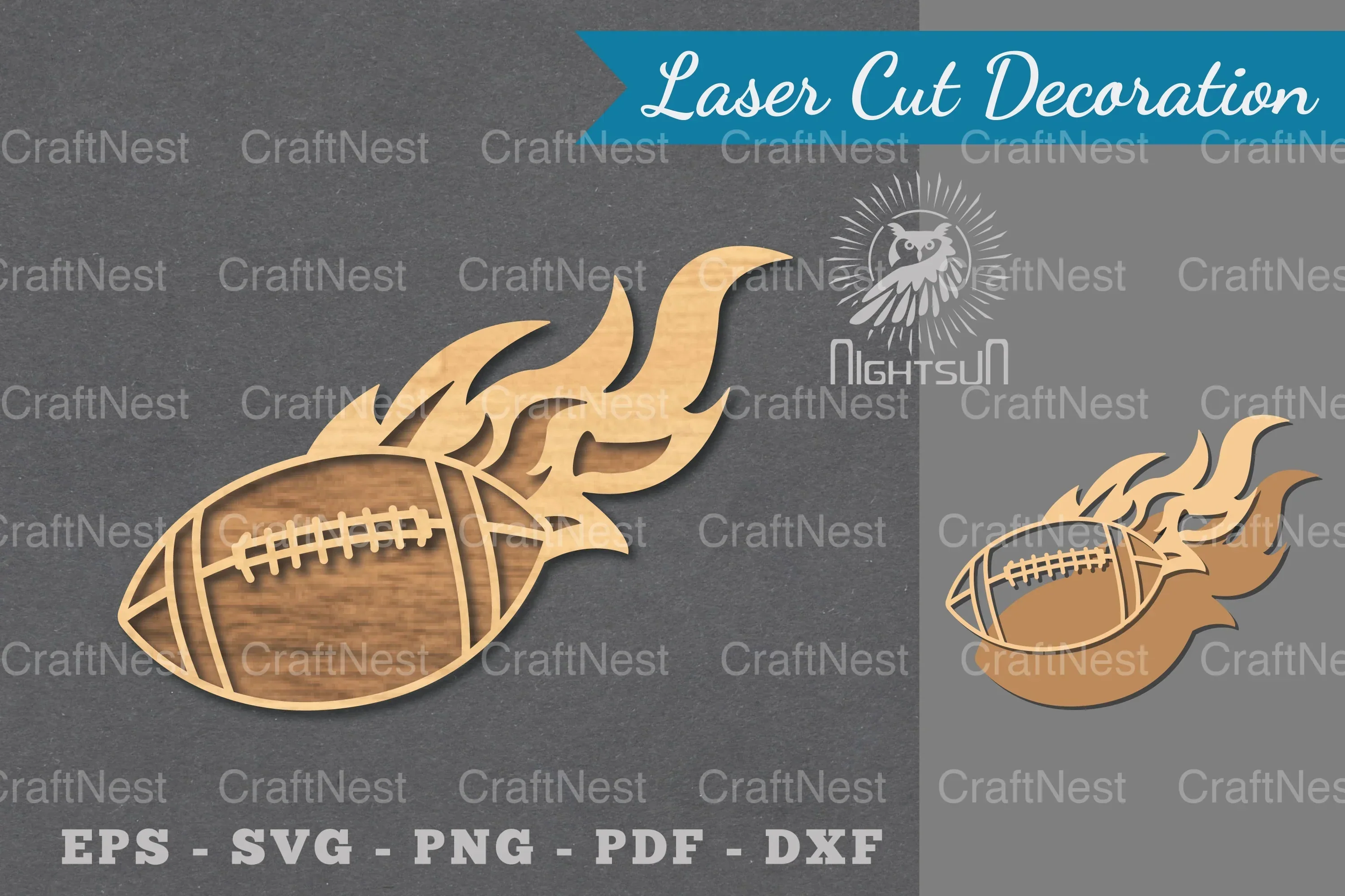 Fire American Football Laser Cut Decoration Clipart Bundle