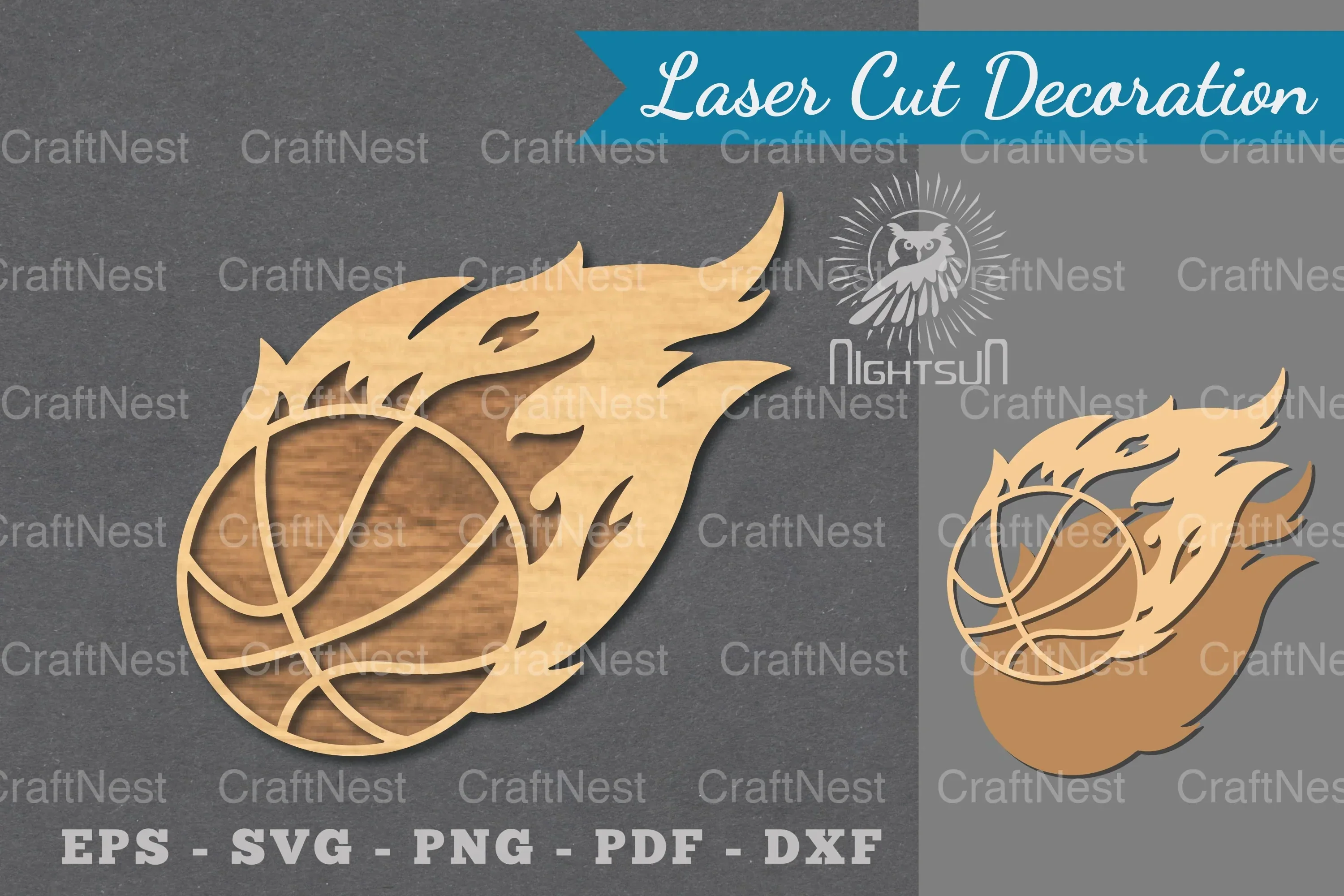 Fire Basketball Laser Cut Decoration Clipart Bundle